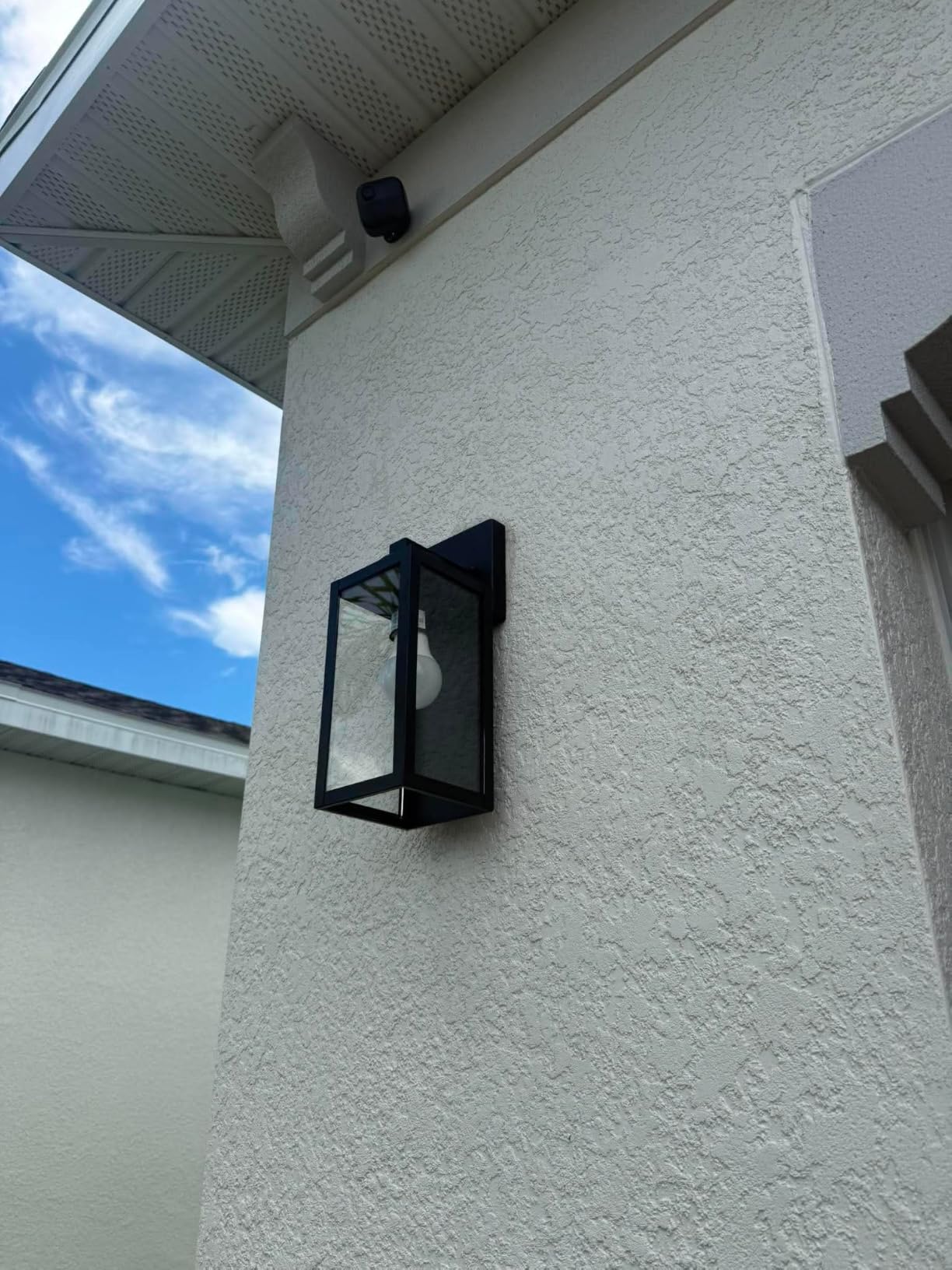 Outdoor Wall Light Fixtures, Modern Black Exterior Wall Lanterns, Waterproof Metal Construction, Rust-resistant, Quick & Easy Installation, Clear Glass Shades & Standard E26 Socket customer photo 2