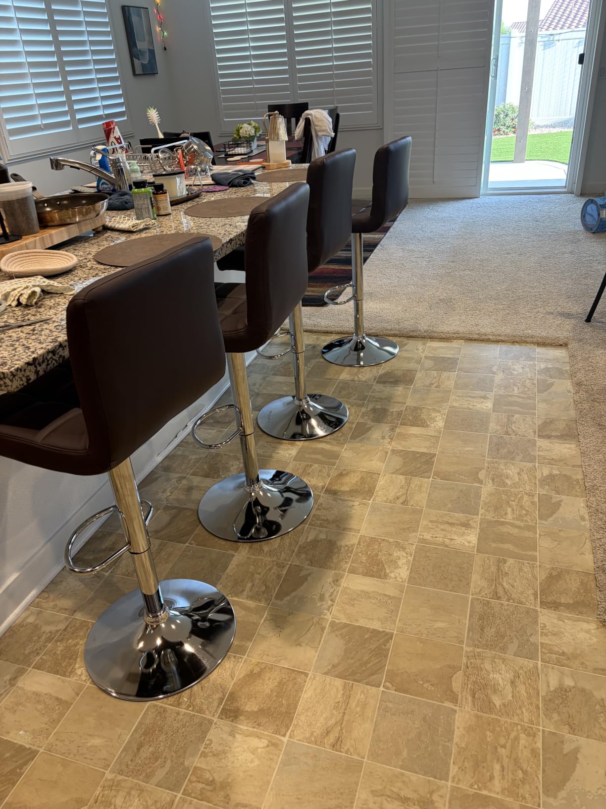 Yaheetech Bar Stools Set of 4 Adjustable Counter Height Barstools Black, 360 Degree Swivel Faux Leather Bar Stools with Back and Footrest for Kitchen Dining Room Island and Bar customer photo 1