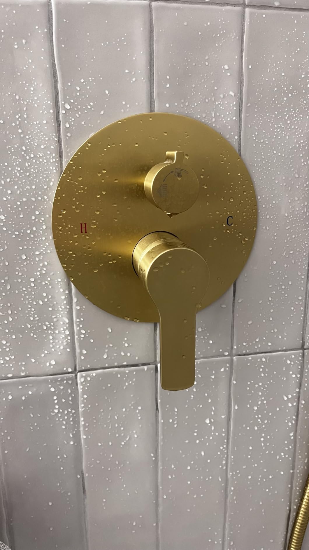 Iriber Shower System Wall Mounted Shower Faucet Mixer Set with Luxury High Pressure Shower head and 3-Setting Handheld, Bathroom Shower Trim Kit Contain Pressure Balance Valve, Brushed Gold customer photo 1