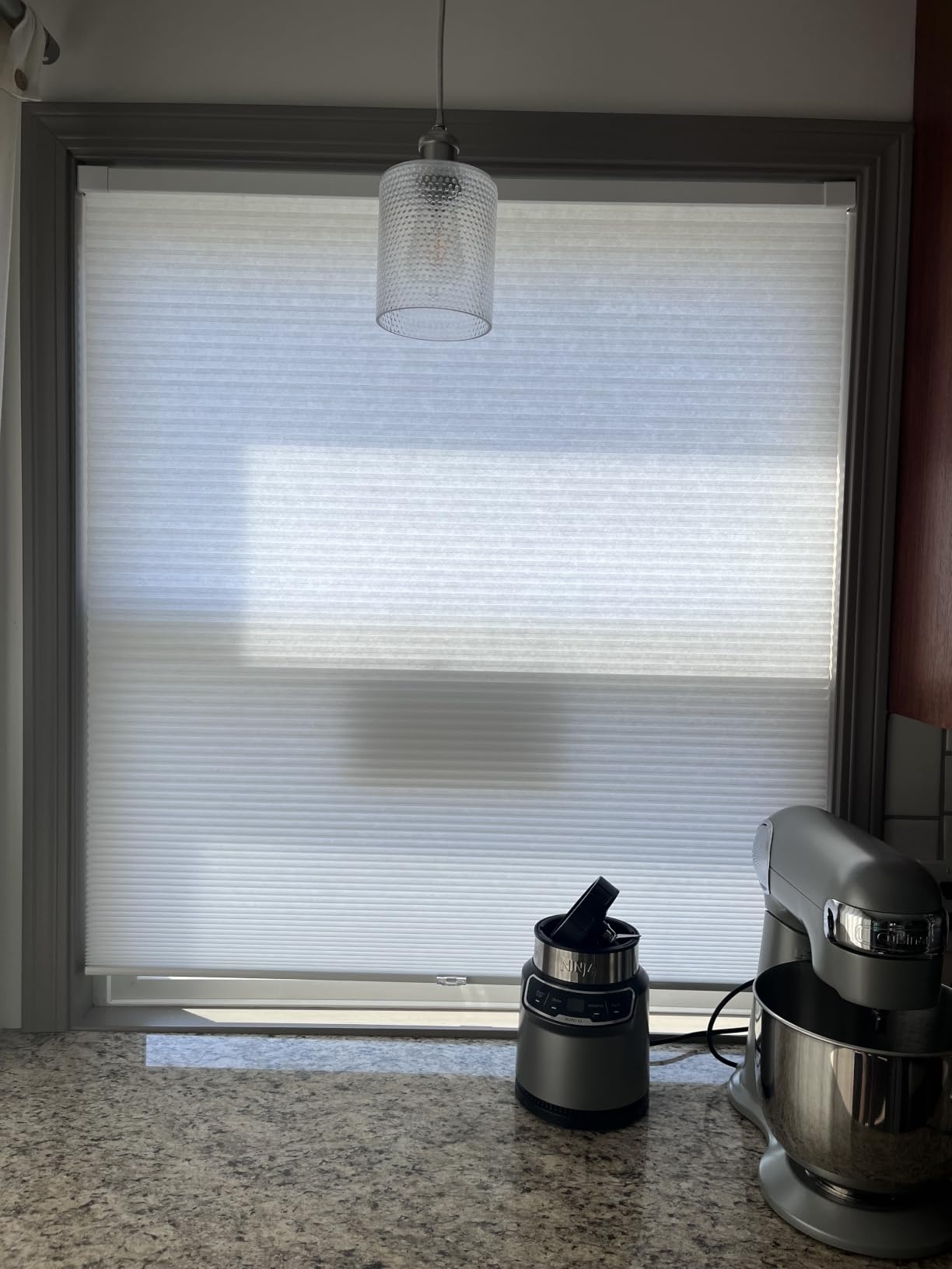 LazBlinds Cordless Cellular Shades, No Tools No Drill Light Filtering Honeycomb Shades Pleated Blinds for Windows, 34'' W x 48'' H, White customer photo 2