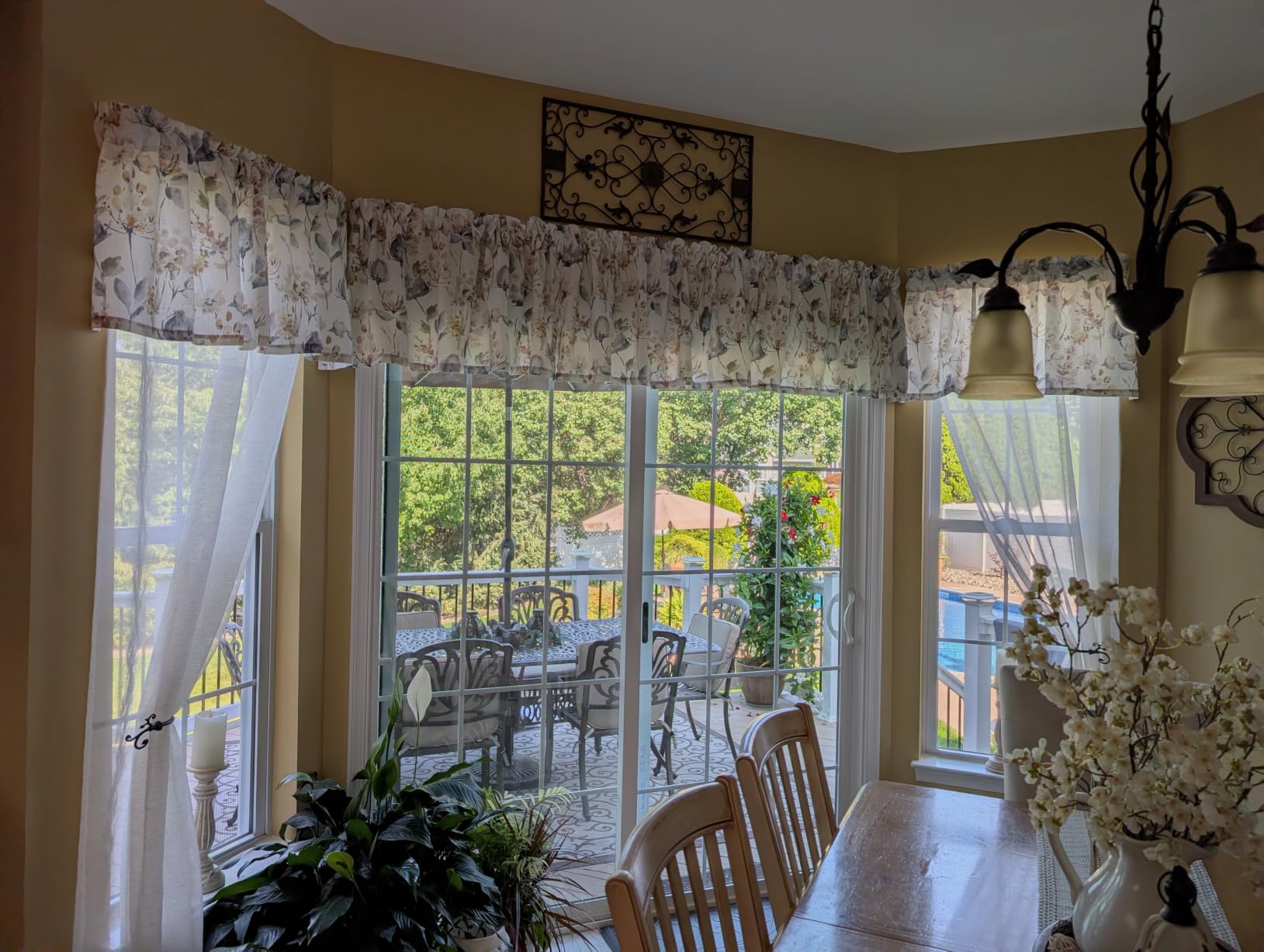 Watercolor Floral Valance Curtains, 52 x 18, Brown and Grey, 1 Panel | Faux Linen Texture, Rod Pocket Top, Light Filtering, Machine Washable, Easy to Hang, Decorative Accent customer photo 1