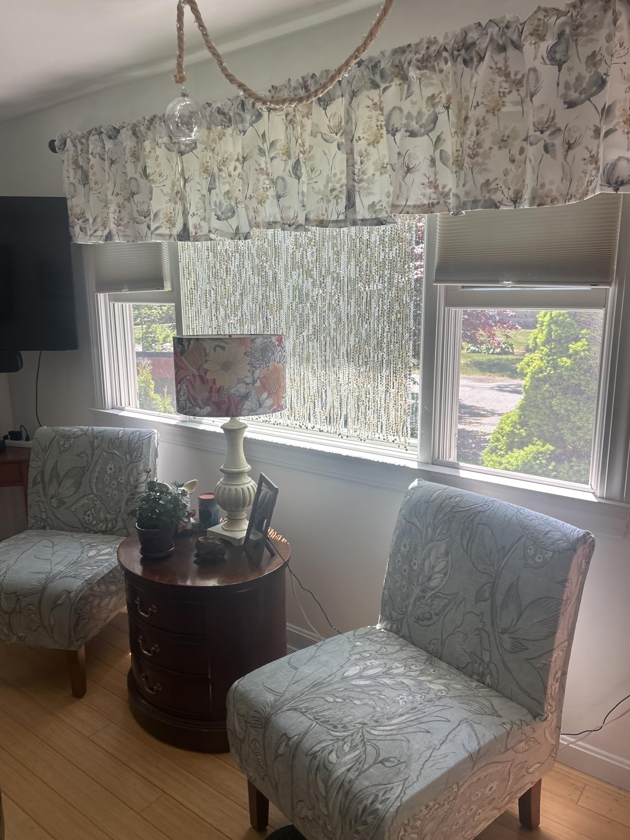 Watercolor Floral Valance Curtains, 52 x 18, Brown and Grey, 1 Panel | Faux Linen Texture, Rod Pocket Top, Light Filtering, Machine Washable, Easy to Hang, Decorative Accent customer photo 2