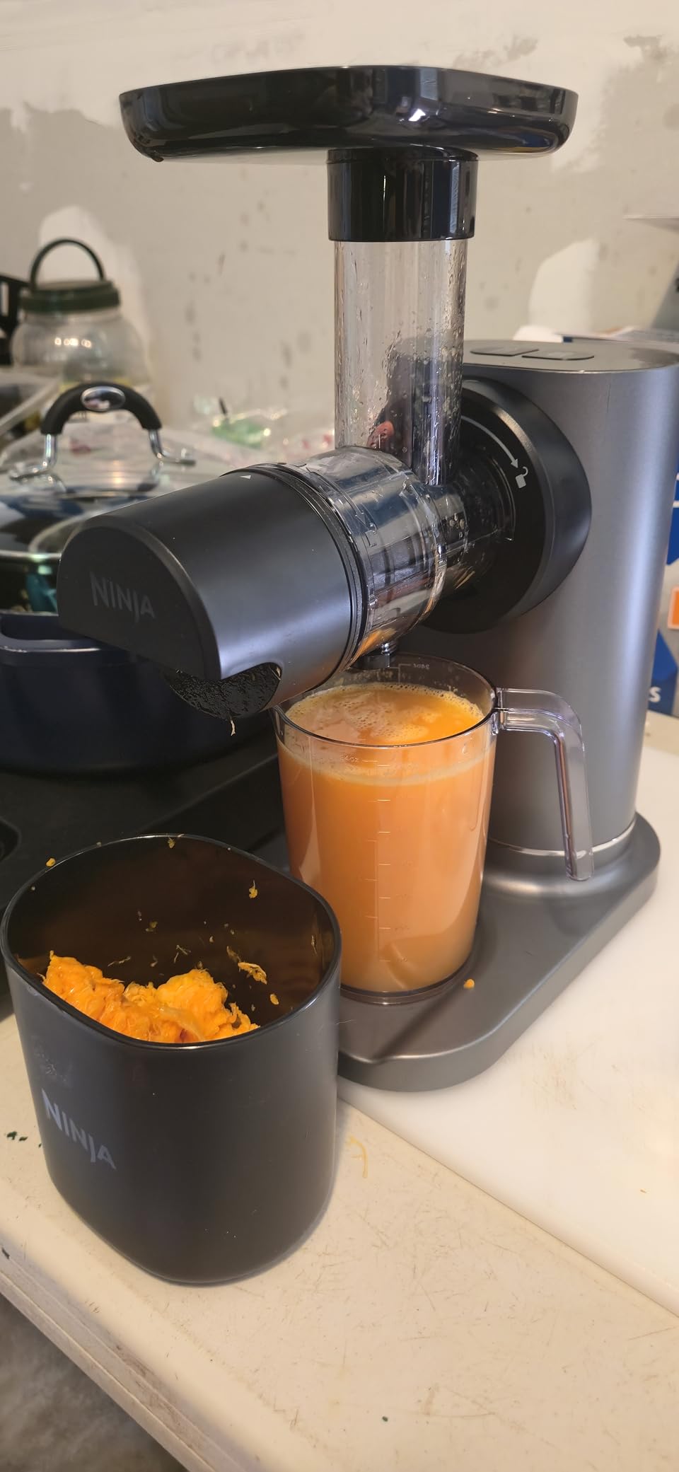 Ninja NeverClog Cold Press Juicer, 24oz Jug, 36oz Pulp, Charcoal, JC151 | 150W high-torque auger juices fibrous fruits & veggies. Total Pulp Control, 2 one-touch programs. Dishwasher safe customer photo 1