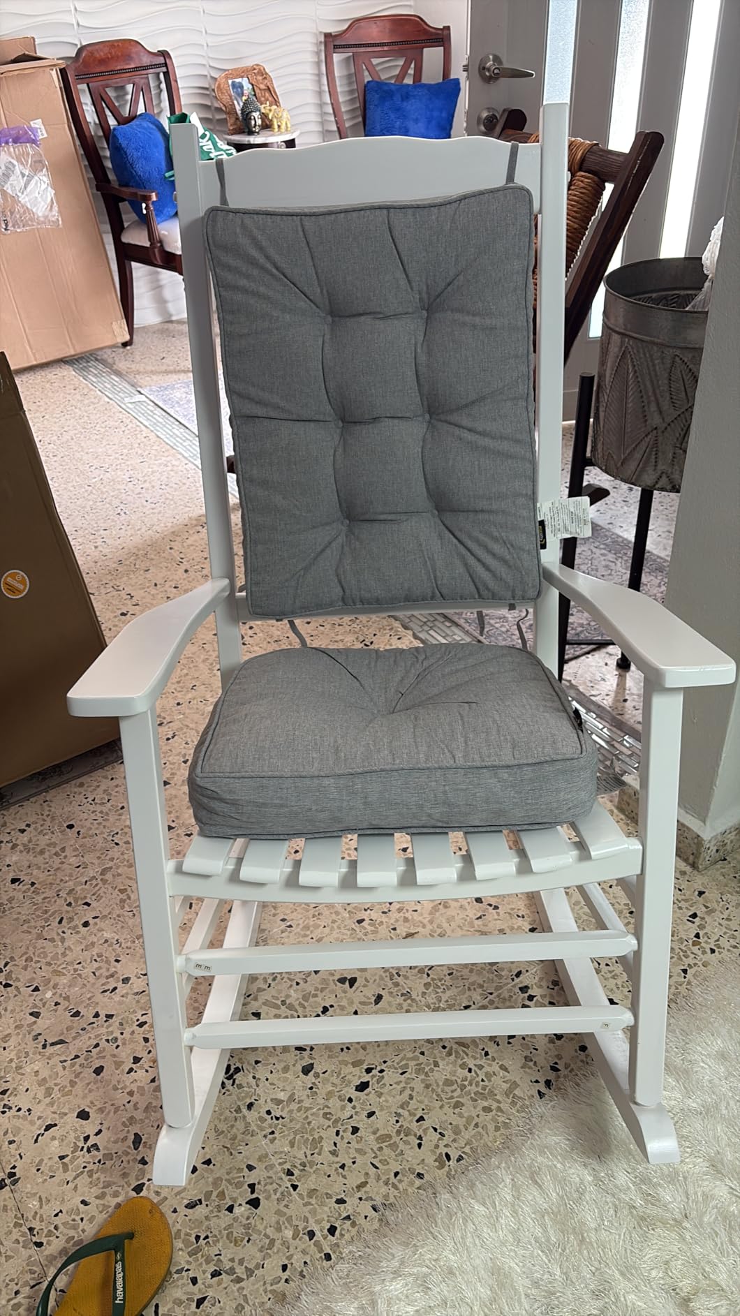 Outdoor Rocking Chair, Solid Wood High Back Rocker, Natural | All Weather Lounge Chair for Porch Patio Fire Pit Garden Backyard Deck Indoor, Wave Shape customer photo 2