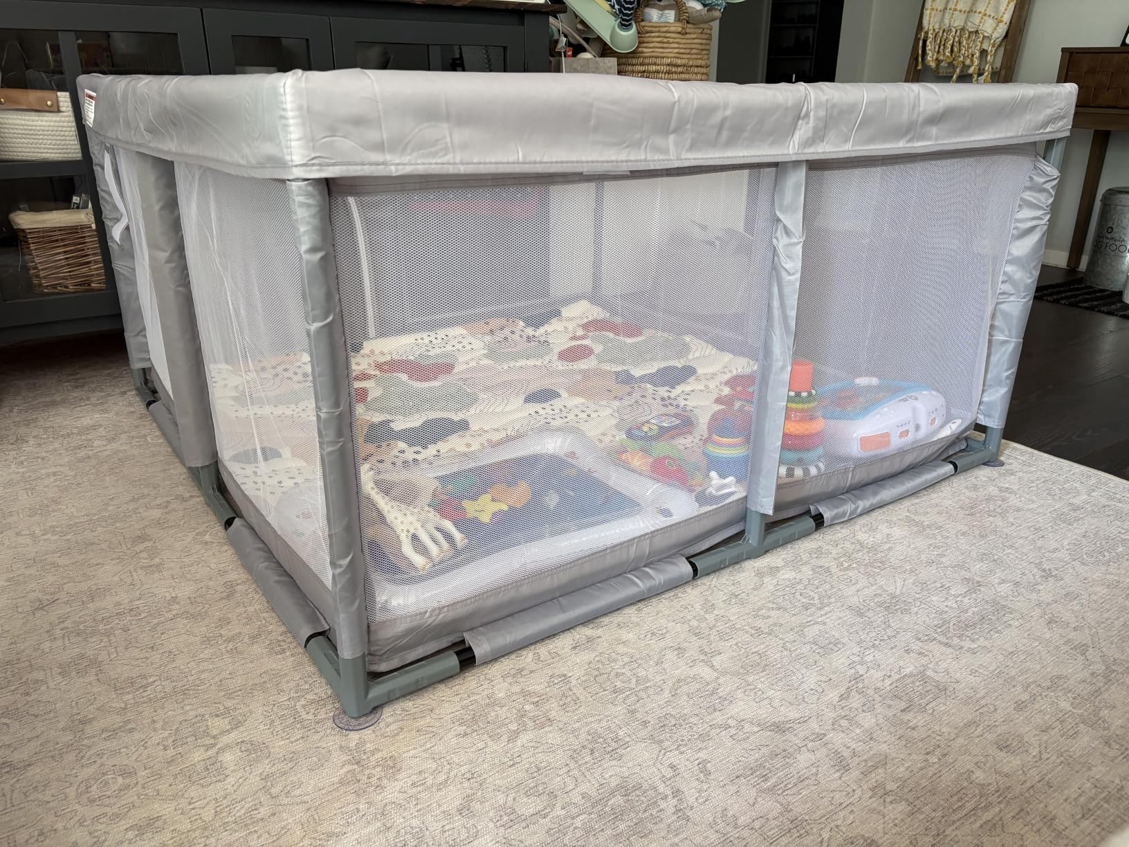 Hiaksedt Baby Playpen 50x50 Inch, Play Pens for Babies and Toddlers | Baby Fence Play Yards for Indoor & Outdoor with Breathable Mesh Anti-Fall Playpen customer photo 1