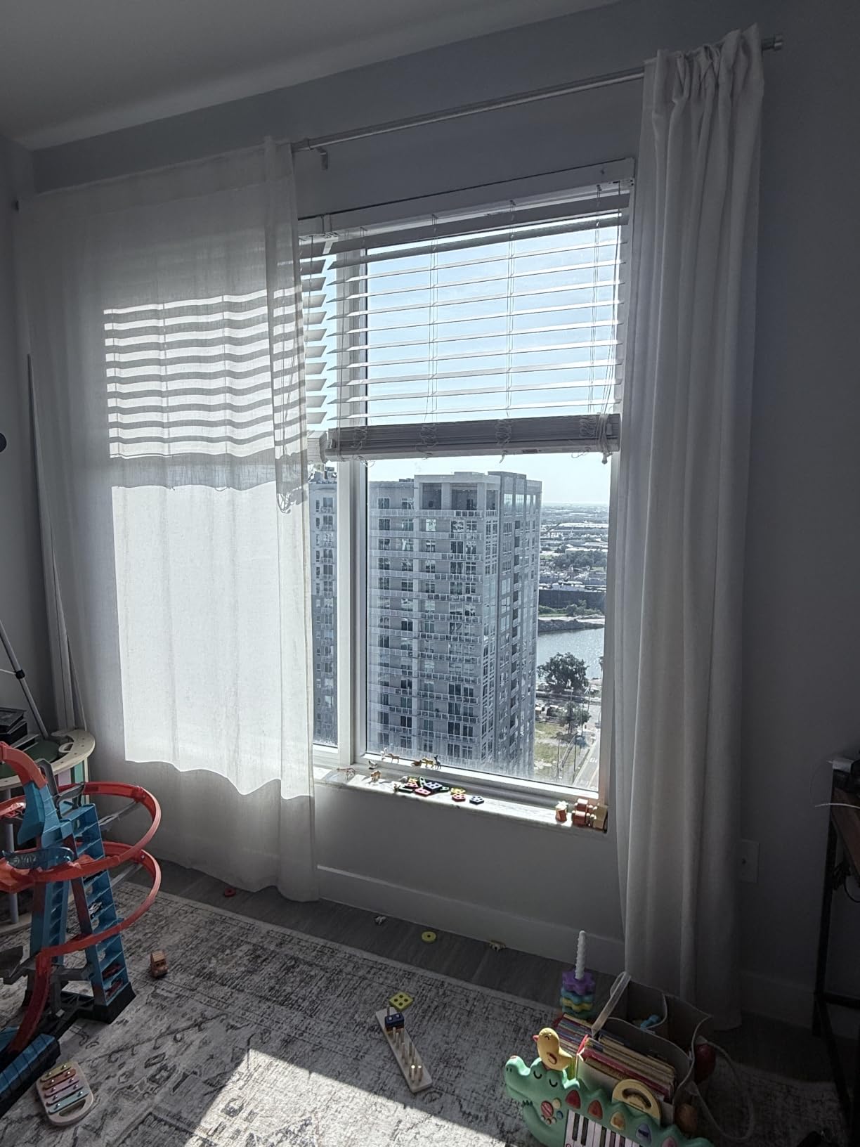 Back Tab Linen Curtains 96 inches Long 2 Panels Set for Living Room Sliding Glass Door Ivory Cream Semi Sheer Curtains Light Filtering Canvas Cloth Linen Drapes 96 inch Floor to Ceiling Length customer photo 1