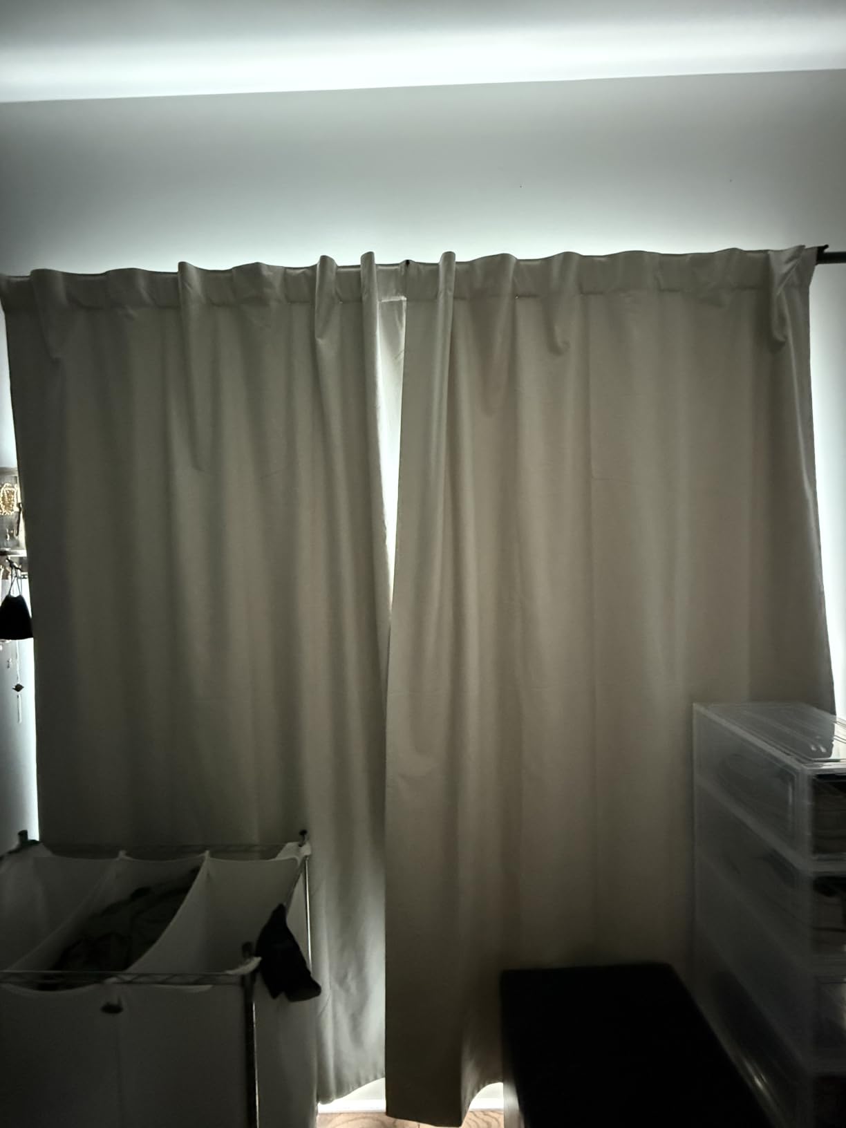 100% Blackout Natural Polyester Curtains, 63 Inches Linen Textured Thermal Bedroom Curtains Back Tab and Rod Pocket Neutral Panels with White Liner for Farmhouse, 2 Panels, 52 x 63 Inch, Ivory customer photo 1