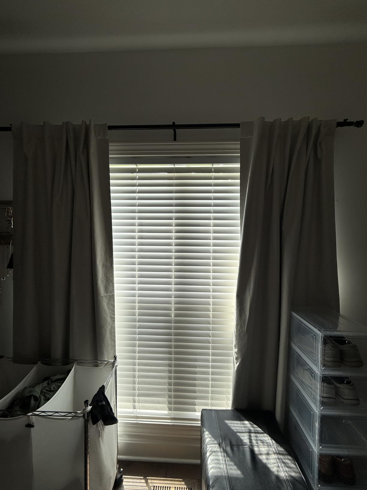 100% Blackout Natural Polyester Curtains, 63 Inches Linen Textured Thermal Bedroom Curtains Back Tab and Rod Pocket Neutral Panels with White Liner for Farmhouse, 2 Panels, 52 x 63 Inch, Ivory customer photo 2