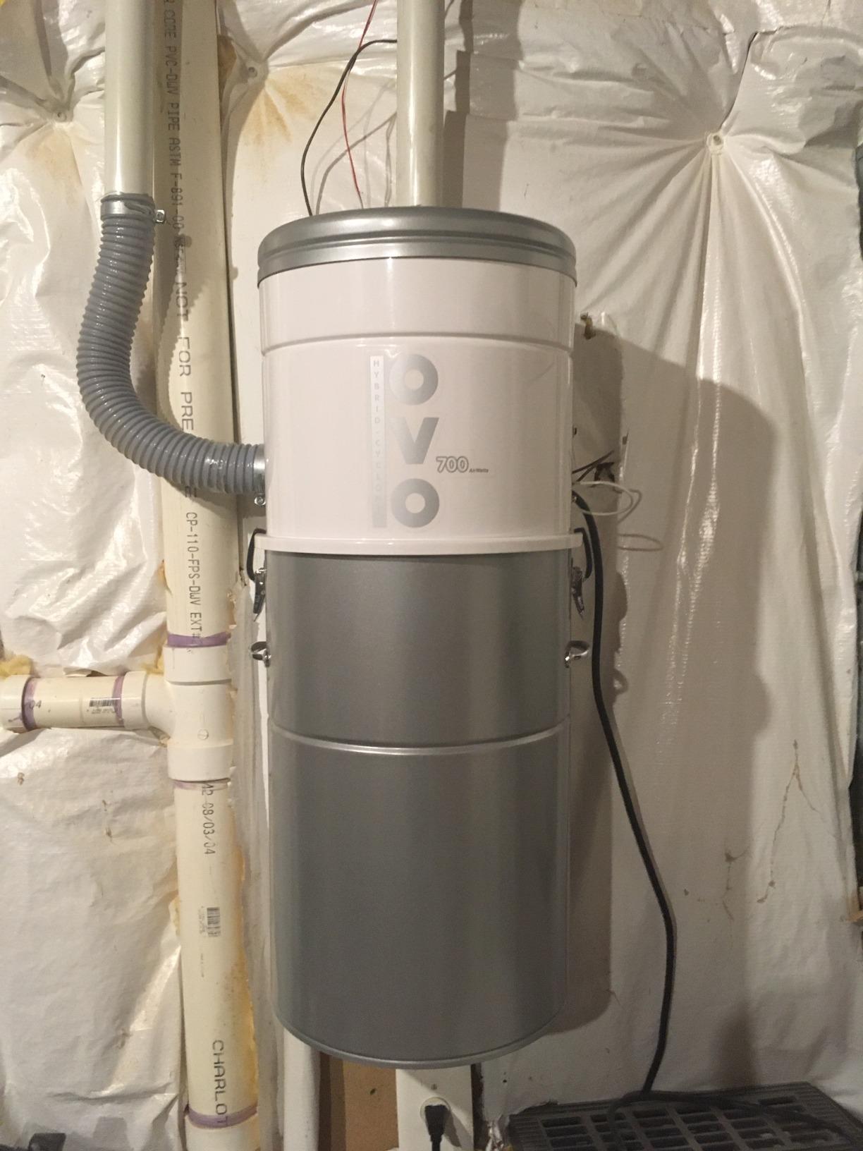 OVO 700 Airwatts Heavy Duty Powerful Central Vacuum System, Hybrid Filtration 35L/9.25Gal Bottom Load Dust Bin customer photo 1