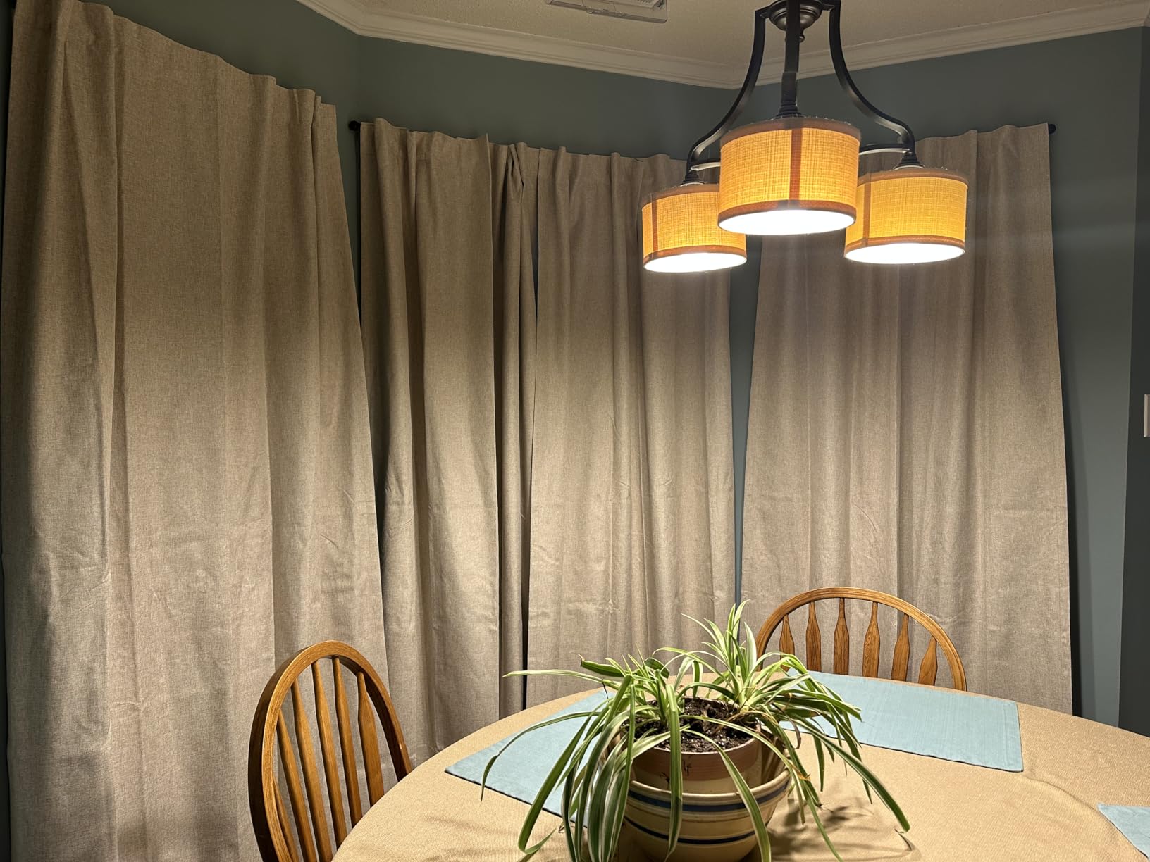INOVADAY 100% Blackout Linen Curtains for Bedroom 50x84 Inches Cream | Linen Textured, Light Blocking, Room Darkening, Thermal Insulated, Back Tab Top, Window Curtains for Living Room, 2 Panels customer photo 1