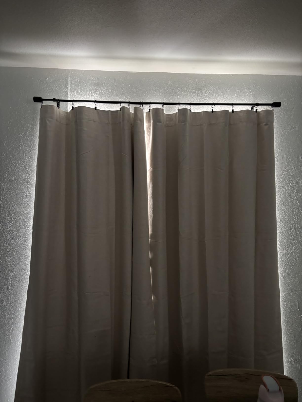 INOVADAY 100% Blackout Linen Curtains for Bedroom 50x84 Inches Cream | Linen Textured, Light Blocking, Room Darkening, Thermal Insulated, Back Tab Top, Window Curtains for Living Room, 2 Panels customer photo 2
