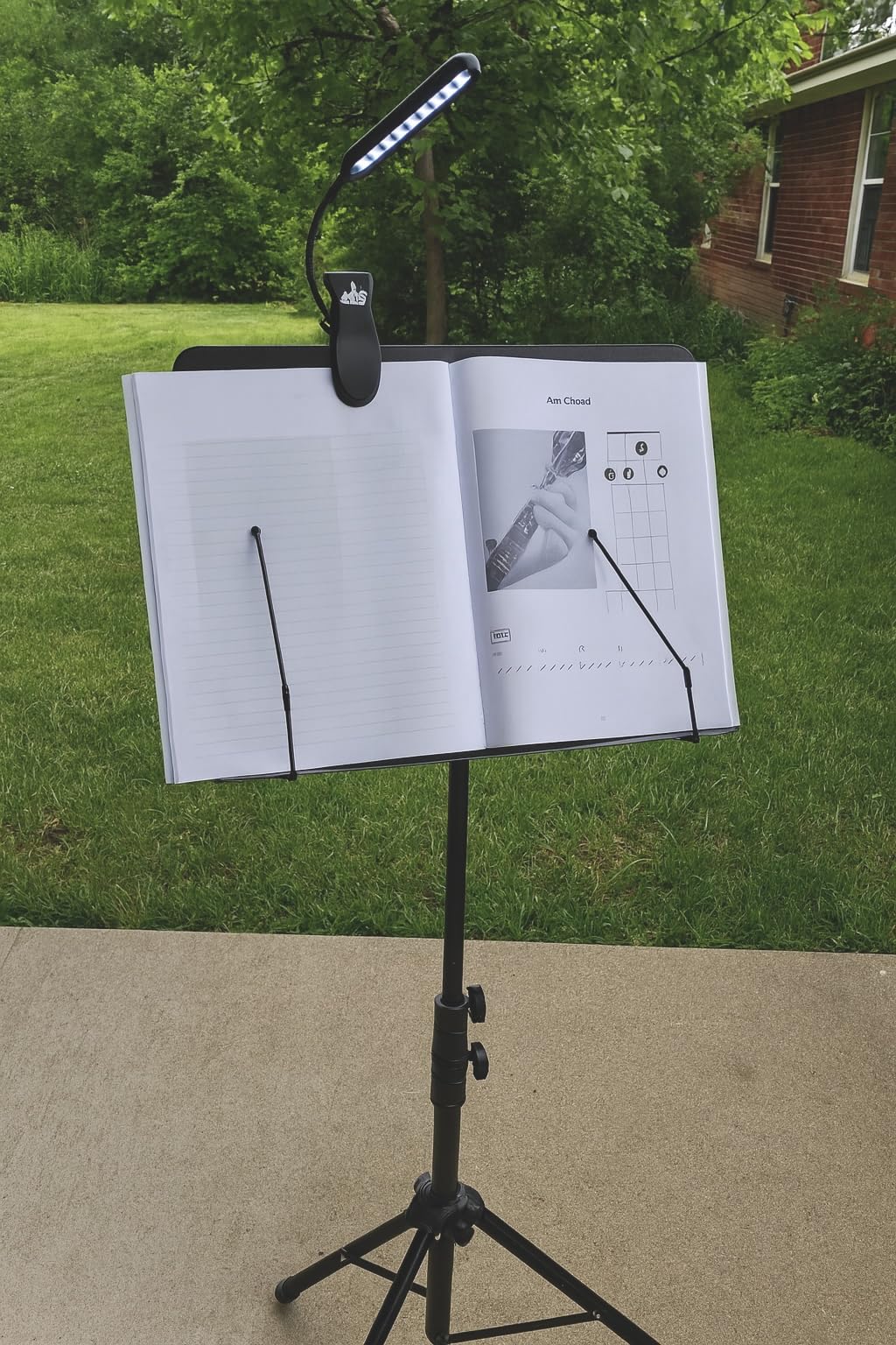 Ramzi Music Stand For Sheet Music | 5 In-1 Dual-Use Desktop Book Stand, Music Stand Light, Carrying Bag, Sheet Music Clip customer photo 1
