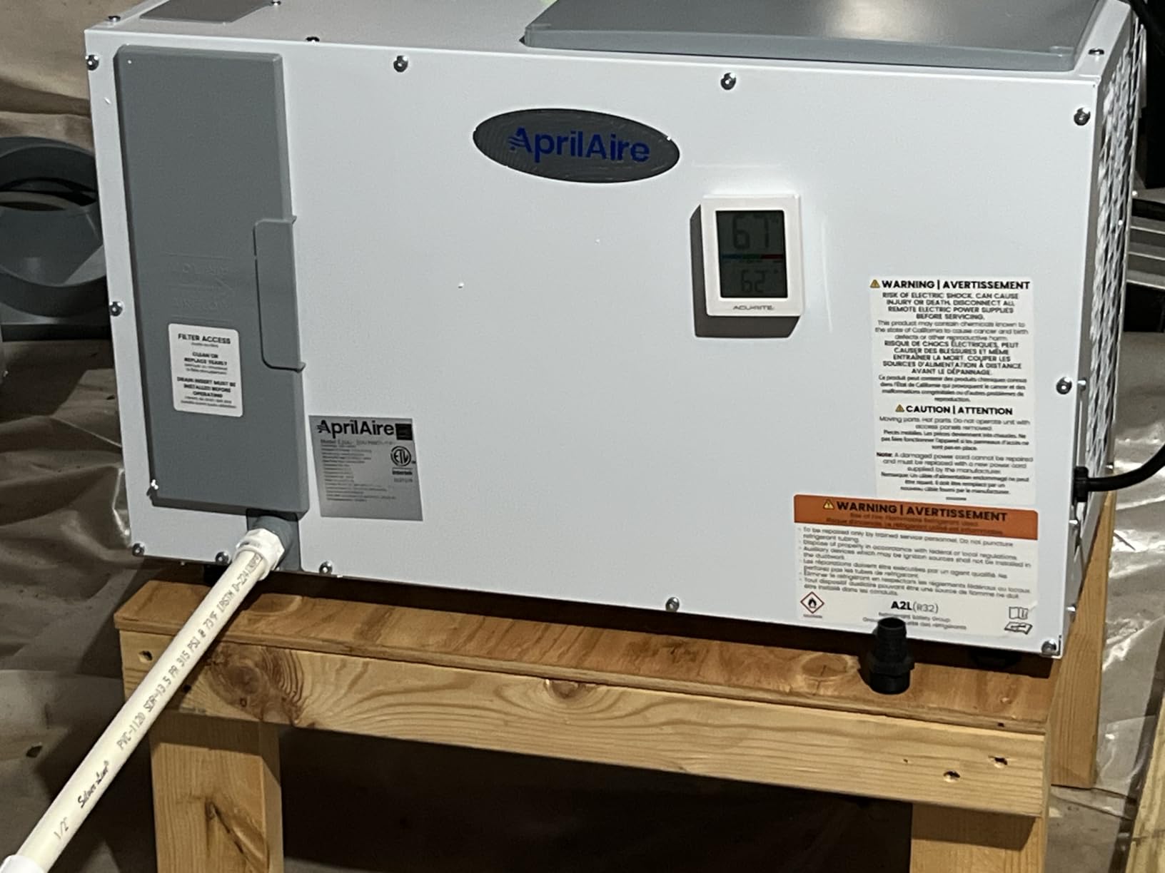 AprilAire E100 Pro Dehumidifier Bundle - 100 Pint Whole House Dehumidifier - Full Complete Kit - Crawl Spaces, Basements, Whole Homes, Commercial up to 5,500 sq. ft - 5 Year Warranty Included customer photo 1