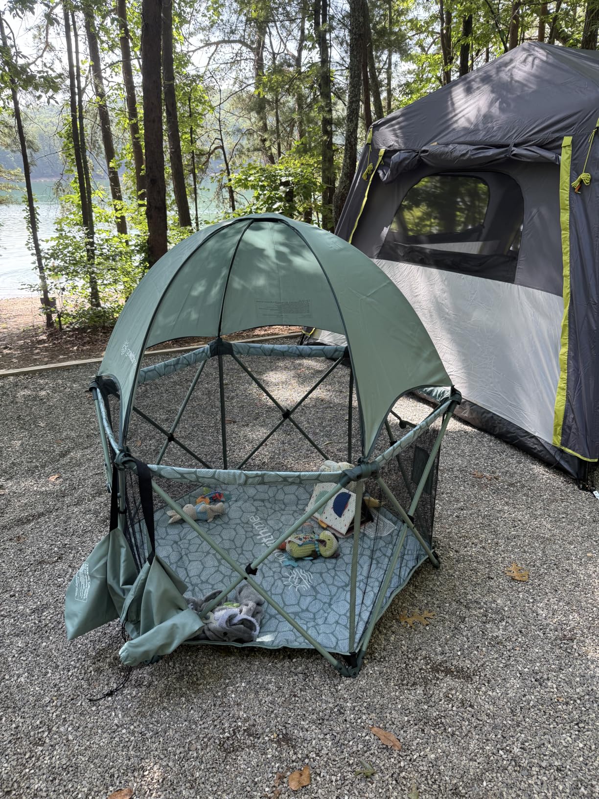 Baby Delight Go with Me Eclipse Deluxe Portable Playard, Green Garden | Indoor & Outdoor Playpen, Ultra Padded Nylon Floor, Removable Sun Canopy, Mesh Walls for Air Flow & Visibility, Travel Bag customer photo 1