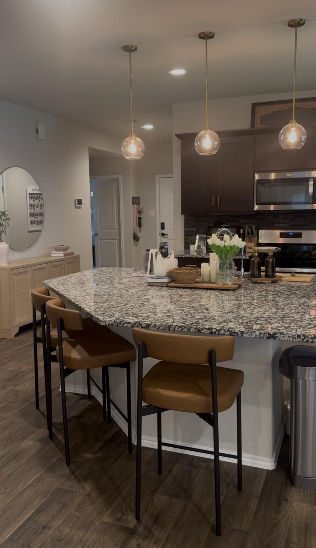 Brass Pendant Lights Kitchen Island 2 Pack, Farmhouse Gold Pendant Light with Clear Glass Globe Shade, Kitchen Island Lighting for Dining Room Entryway, AD-22280-1P2-GD-C customer photo 1