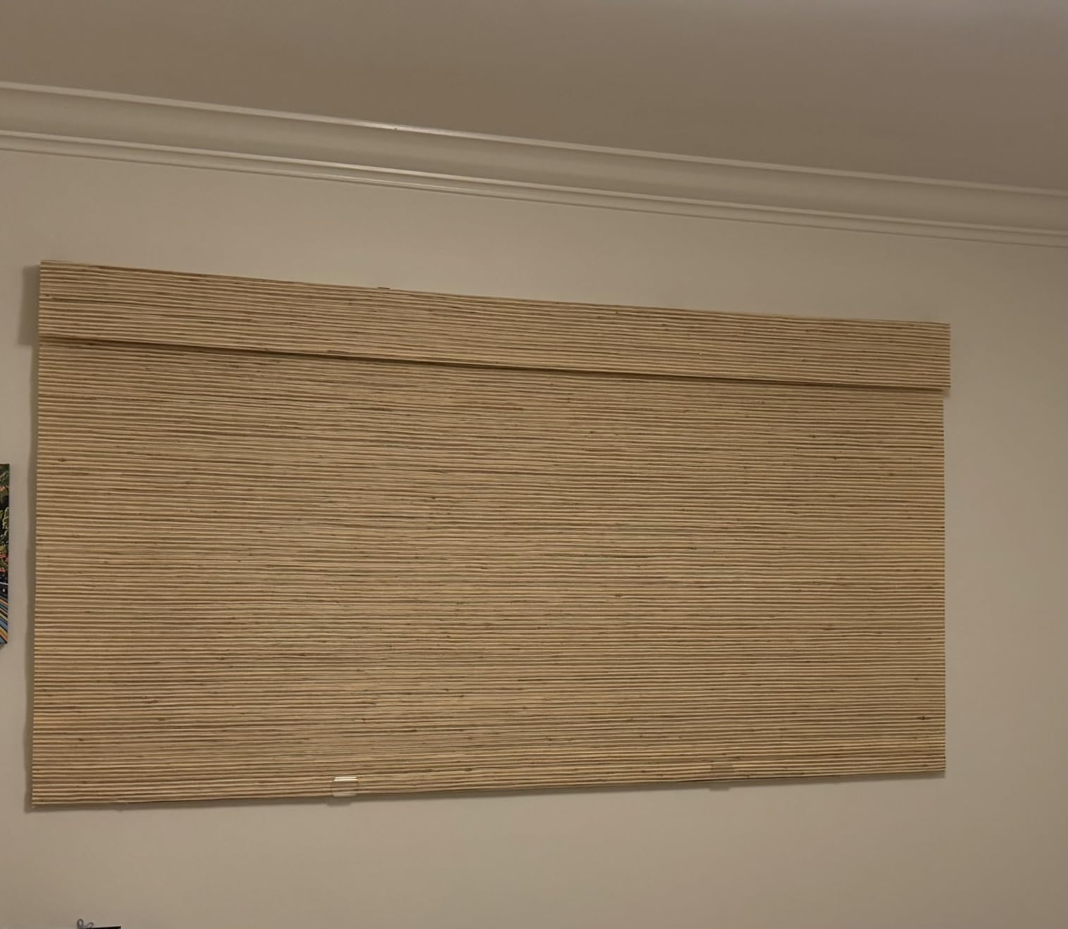 TWOPAGES Natural No Drill Cordless Jute Roman Shade Customized Light Filtering Blackout Roman Blind (Bark) customer photo 1