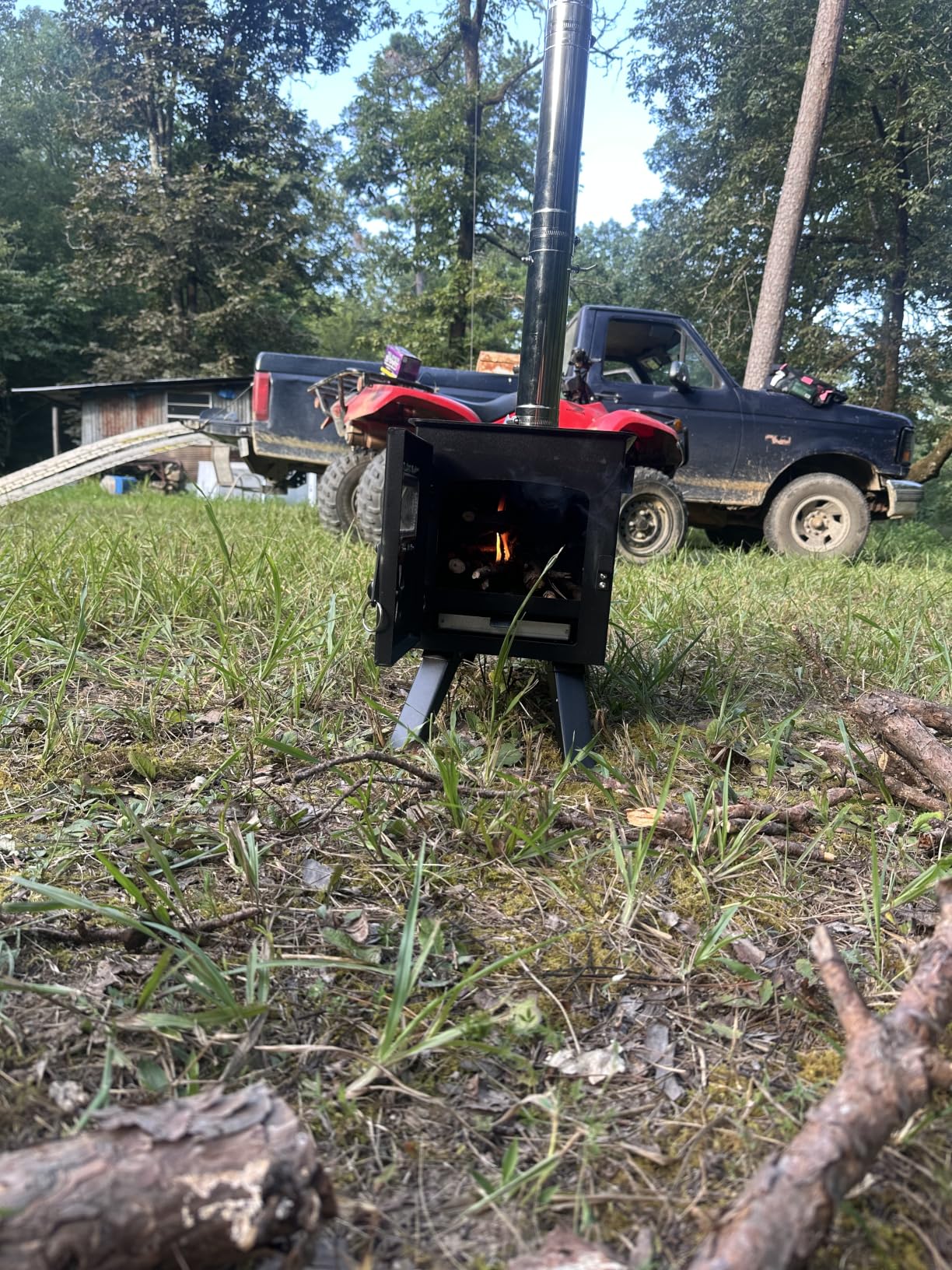 VEVOR Camping Wood Stove Stainless Steel Camping Tent Stove, Portable Wood Burning Stove with Chimney Pipes & Gloves, 1646in³ Firebox Hot Tent Stove for Outdoor Cooking and Heating with 8 Pipes customer photo 1