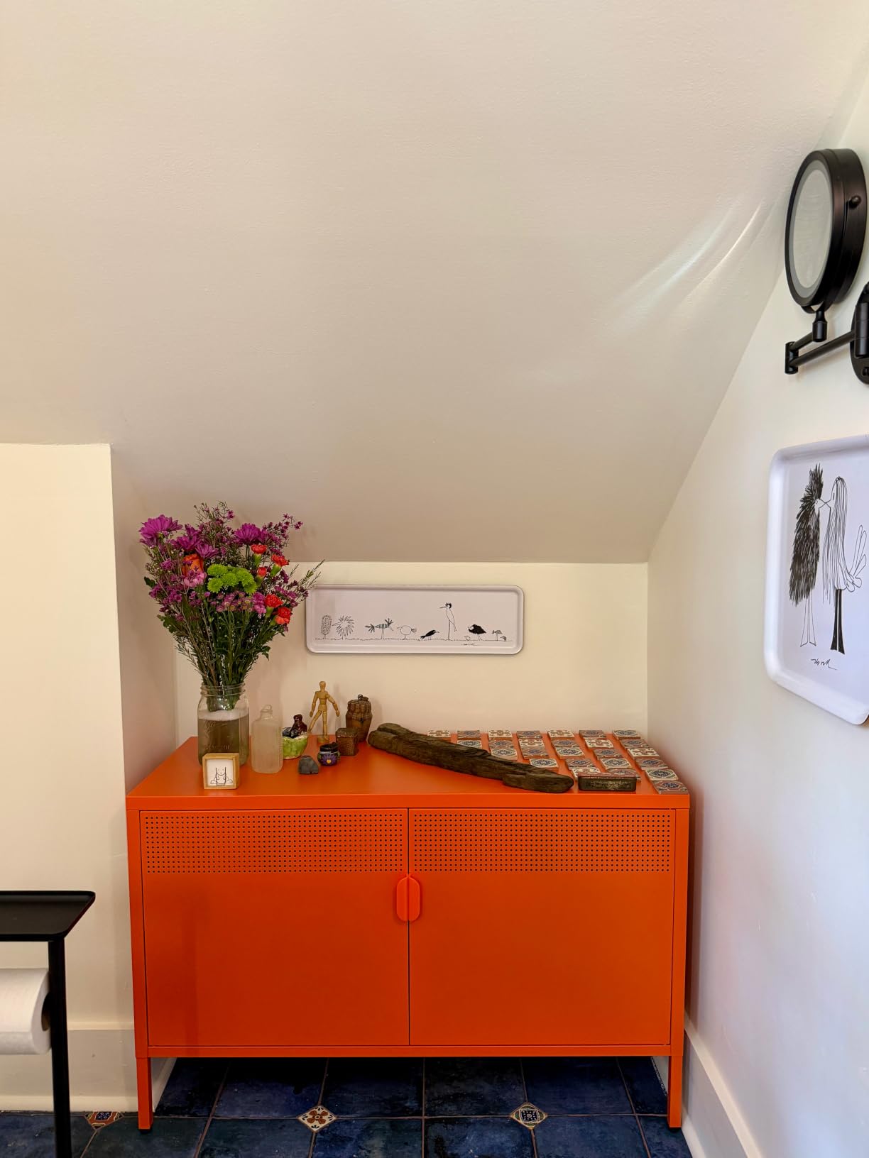 Washsemba 2 Door Accent Cabinet, Orange Metal Storage Cabinet with Adjustable Shelf, 2-Tier Shelf, Multipurpose Metal Locker Storage for Office Home, Music Studio (Orange) customer photo 1