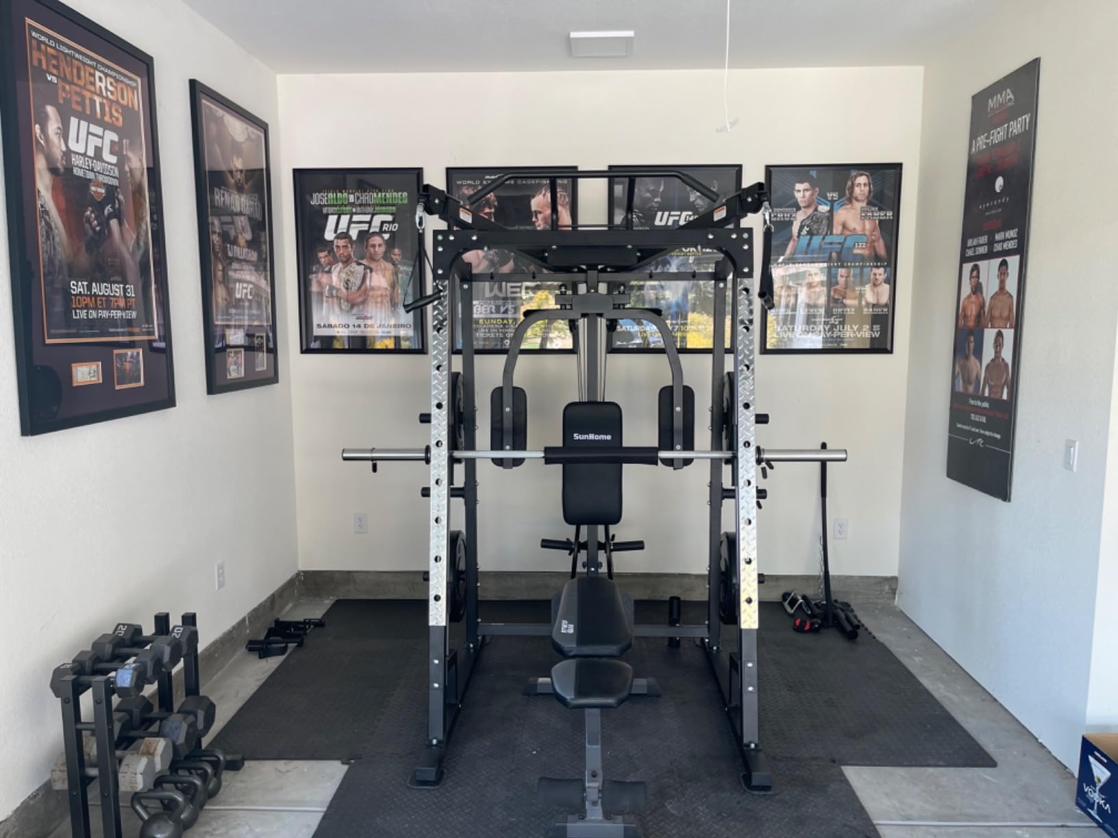 SunHome Smith Machine, Power Cage Squat Rack with Smith Bar, LAT Pull-Down Systems, Cable Crossover Machine and Cable Attachment for Home Gym customer photo 2