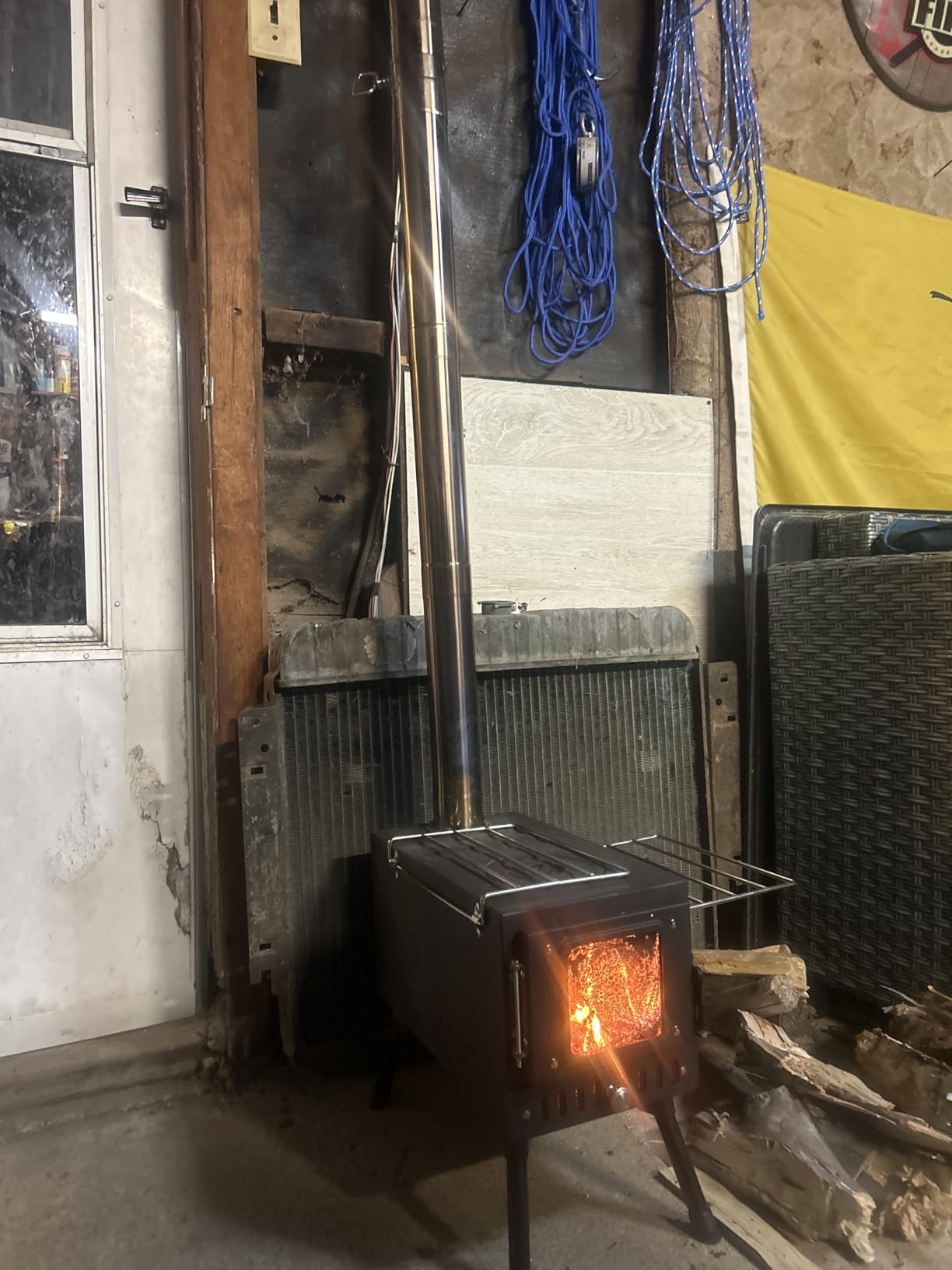 Huskfirm Wood Burning Stove, Folding Tent Stove for Heating | Portable Wood Stove for Tent, Cooking, Courtyard, Camping Stove include Chimney Pipes and Spark Arrestor customer photo 2