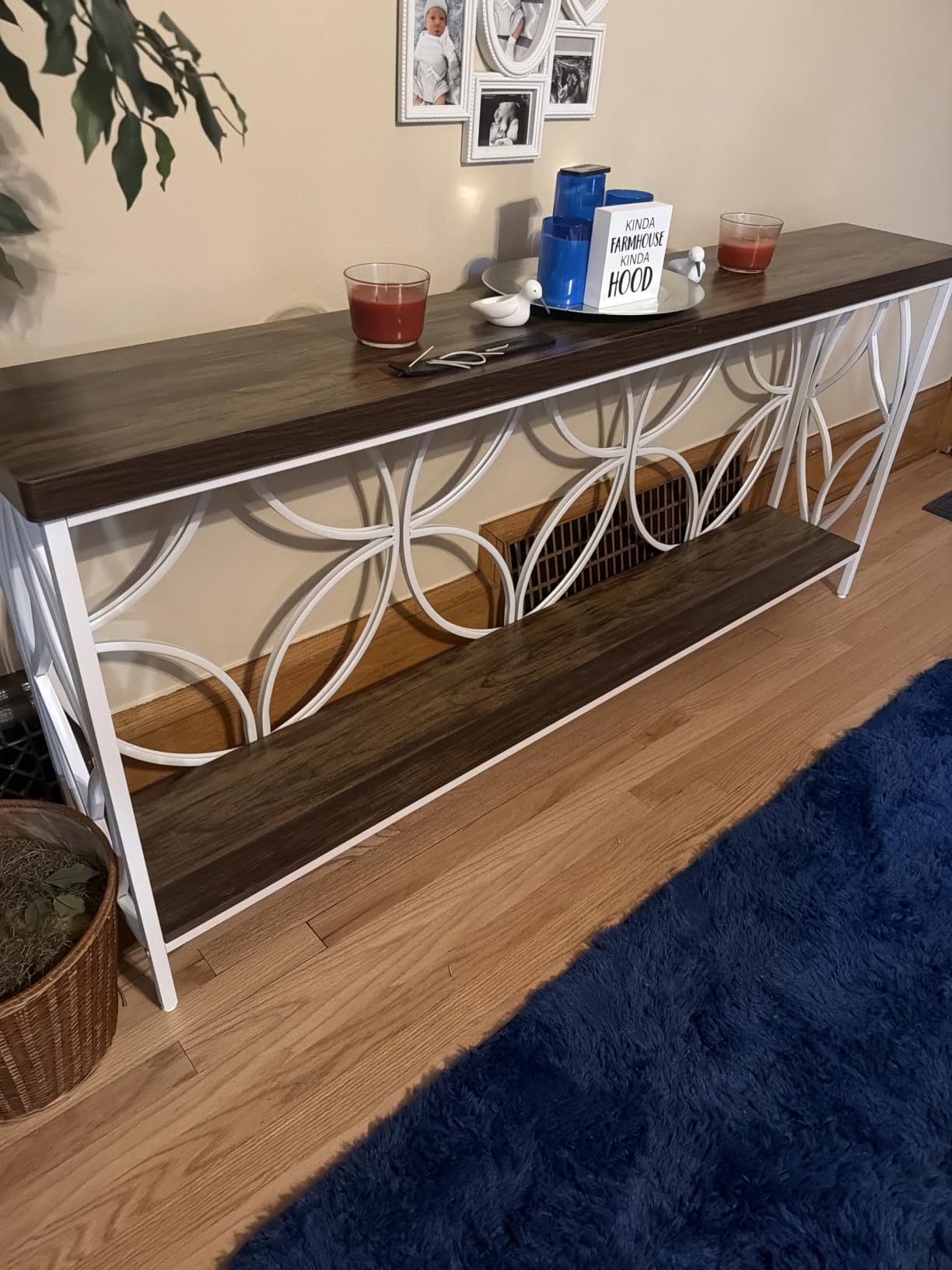 Tribesigns 70.9-Inch Narrow Sofa Table, Industrial Long Sofa Table Behind Couch, Entry Console Table with Storage for Entryway, Living Room, Foyer, Unique Design, Rustic Brown customer photo 1