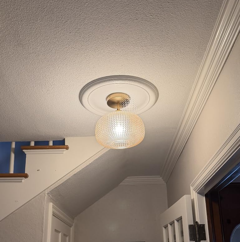 Black Semi Flush Mount Ceiling Light, Globe Glass Ceiling Lights, Hallway Light Fixtures, Sloped Ceiling Light Fixture, Kitchen Lighting Fixtures, Adjustable Hanging Lighting for Closet, Foyer customer photo 1