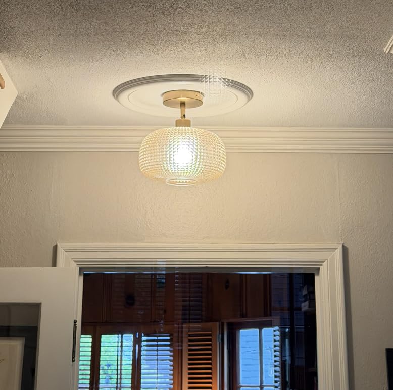 Black Semi Flush Mount Ceiling Light, Globe Glass Ceiling Lights, Hallway Light Fixtures, Sloped Ceiling Light Fixture, Kitchen Lighting Fixtures, Adjustable Hanging Lighting for Closet, Foyer customer photo 2