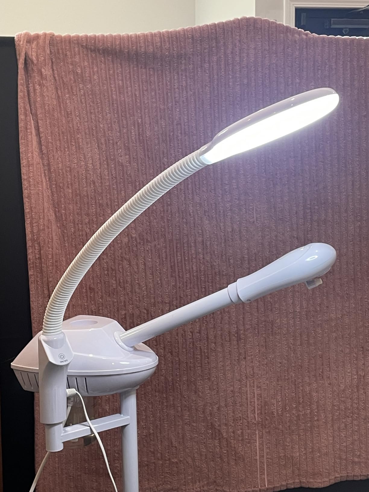 Professional Facial Steamer with 5X Magnifying Lamp, White | Ozone face steamer on wheels, deep cleansing and hydration, for home use or beauty spa customer photo 2