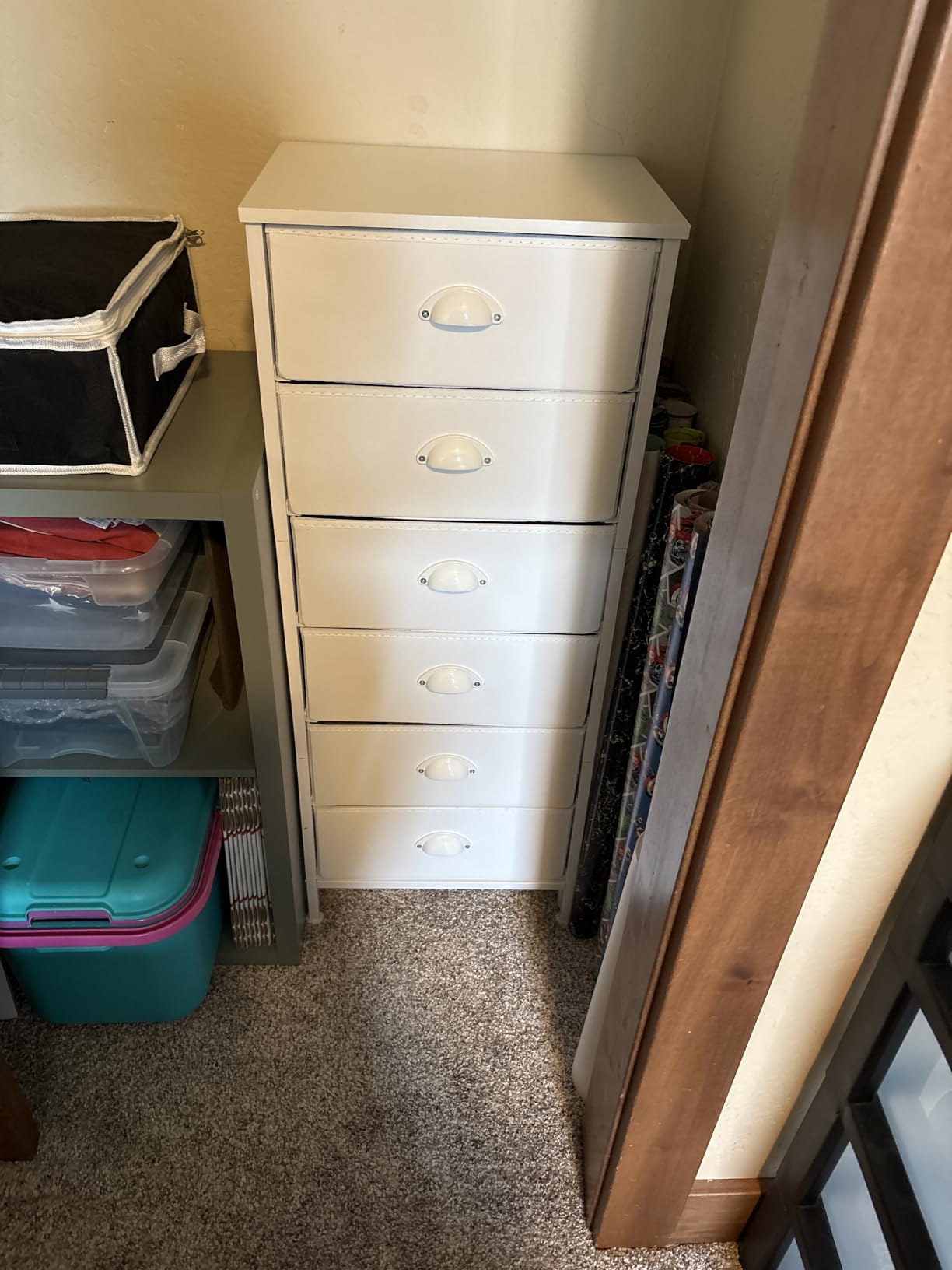 Furnulem White Tall Dresser for Bedroom, Vertical Storage Tower Unit and End Table with 6 Fabric Drawers customer photo 1