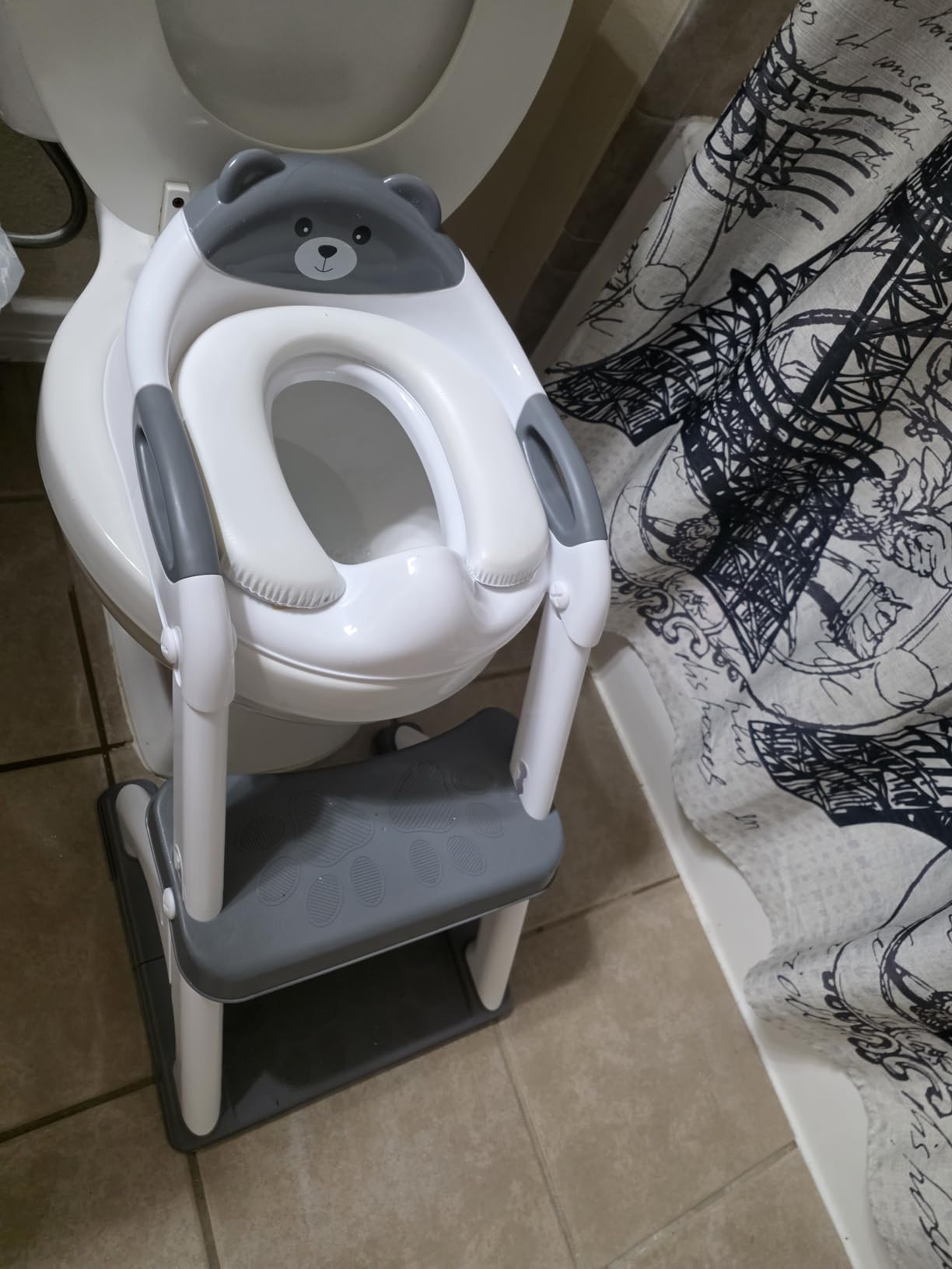 SKYROKU Potty Training Toilet for Toddlers, 2-in-1 Potty Training seat, Anti-Slip | Fits Round & Elongated Toilets, 6 Heights, Splash Guard, Foldable, Holds 200+ lbs, Step Stool, Dishwasher Cushion customer photo 1