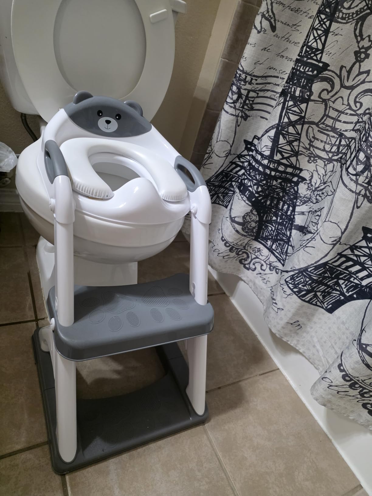 SKYROKU Potty Training Toilet for Toddlers, 2-in-1 Potty Training seat, Anti-Slip | Fits Round & Elongated Toilets, 6 Heights, Splash Guard, Foldable, Holds 200+ lbs, Step Stool, Dishwasher Cushion customer photo 2