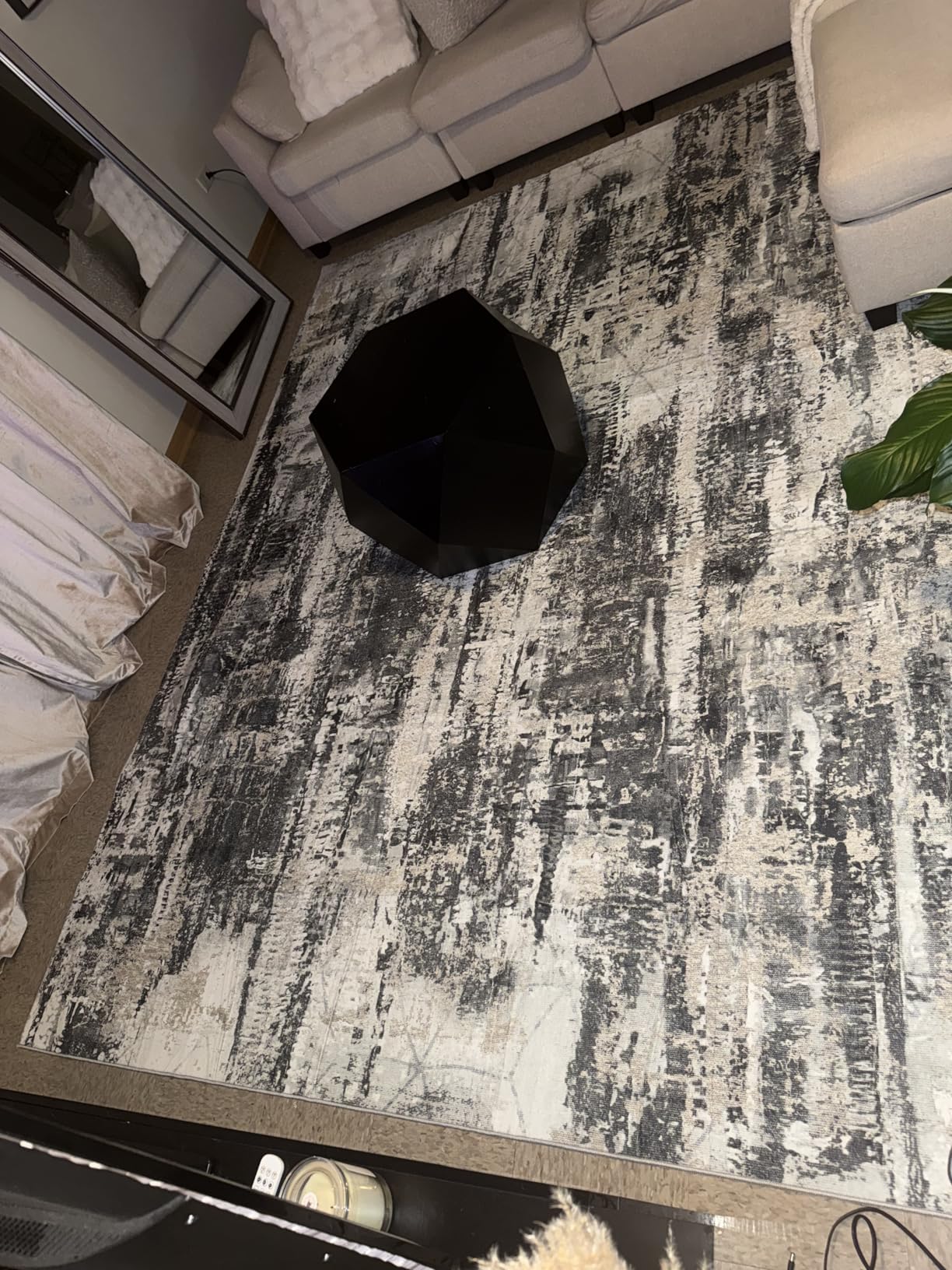 8x10 Area Rugs Washable Rug: Large Modern Abstract Living Room Rug Soft Anti-Skid Thin Carpet Indoor Floor Non-Shedding Carpets for Bedroom Dining Farmhouse Nursery Home Office Black Grey Gold customer photo 2