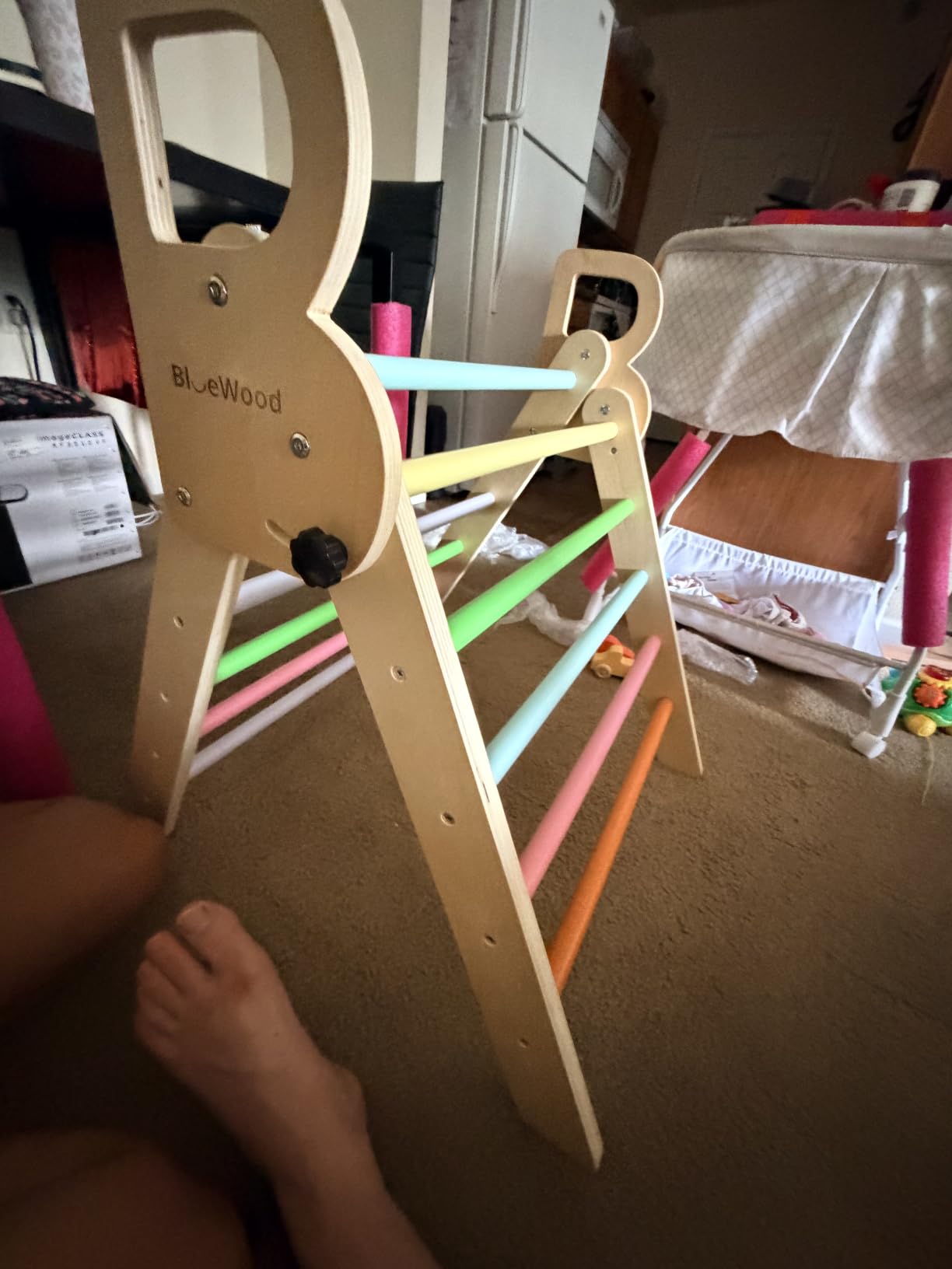 BlueWood Pikler Triangle Set with Safe Handle, Foldable 7-in-1 Montessori Toddler Climbing Toys Indoor, Wooden Pickler Climbing Set, Baby Jungle Gym & Playground, Climbing Toys for 1-3 Year, Rainbow customer photo 2