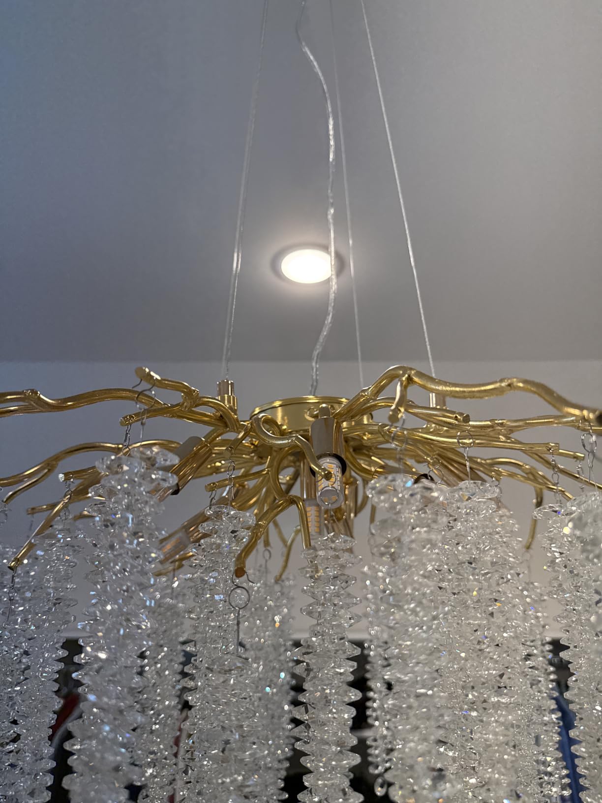 Tree Branch Chandelier L47 Luxury Rectangular Crystal Raindrop Pendant Light 13 Lights Kitchen Island Hanging Light Fixture for Living Room Dining Room Foyer Entryway Gold customer photo 1