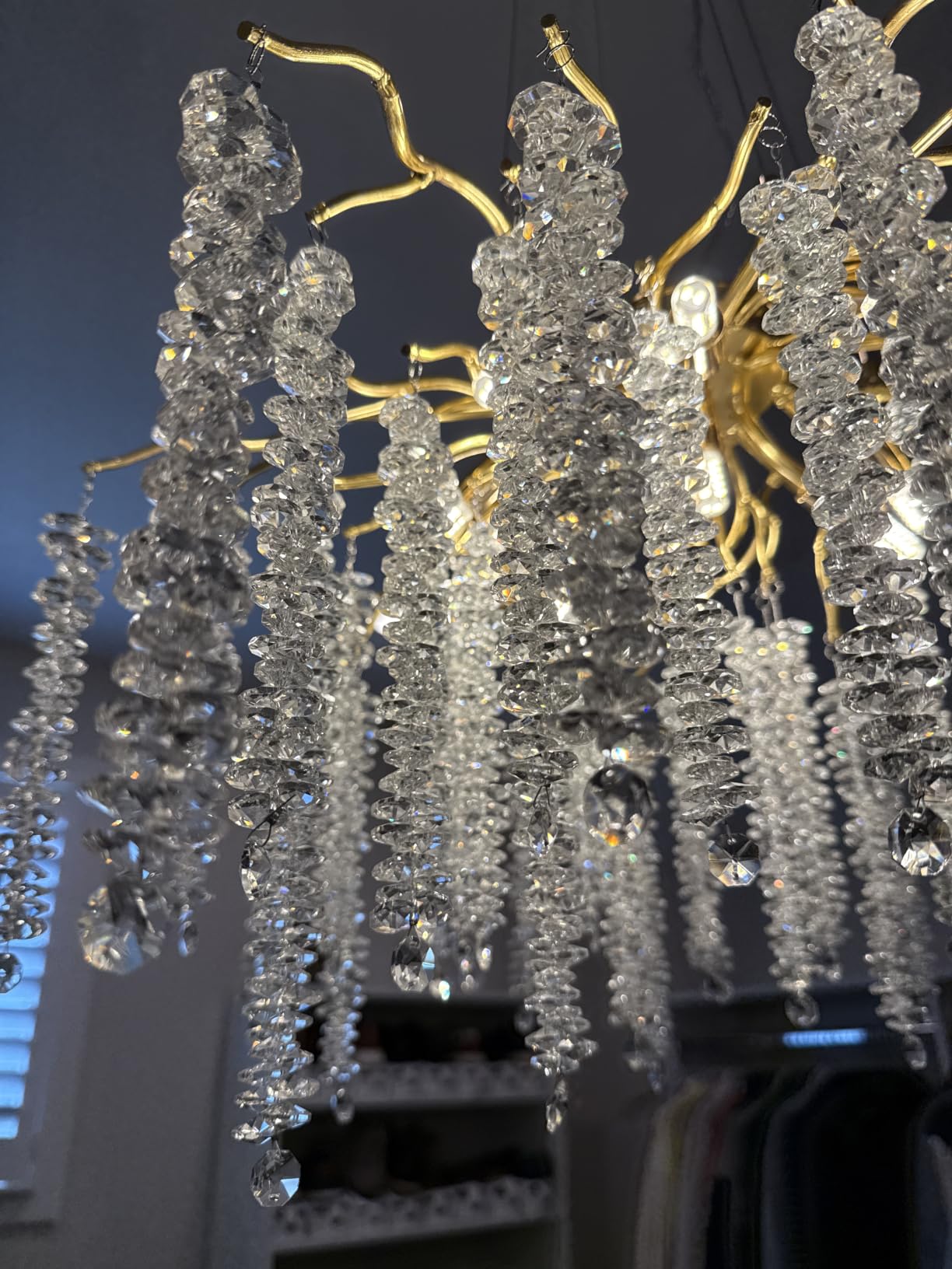 Tree Branch Chandelier L47 Luxury Rectangular Crystal Raindrop Pendant Light 13 Lights Kitchen Island Hanging Light Fixture for Living Room Dining Room Foyer Entryway Gold customer photo 2
