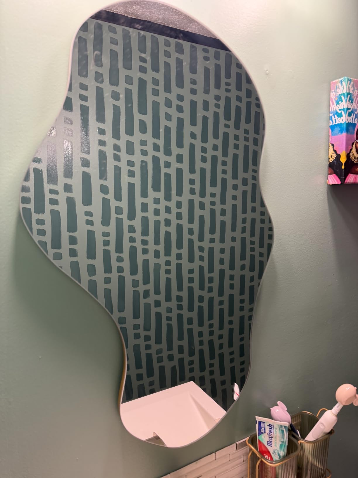 PERFNIQUE Irregular Wall Mirror Asymmetrical Mirror, 28''x17'' Decorative Modern Mirror for Bathroom Bedroom Living Room Entryway, Cloud Frameless, Wall Mounted customer photo 1