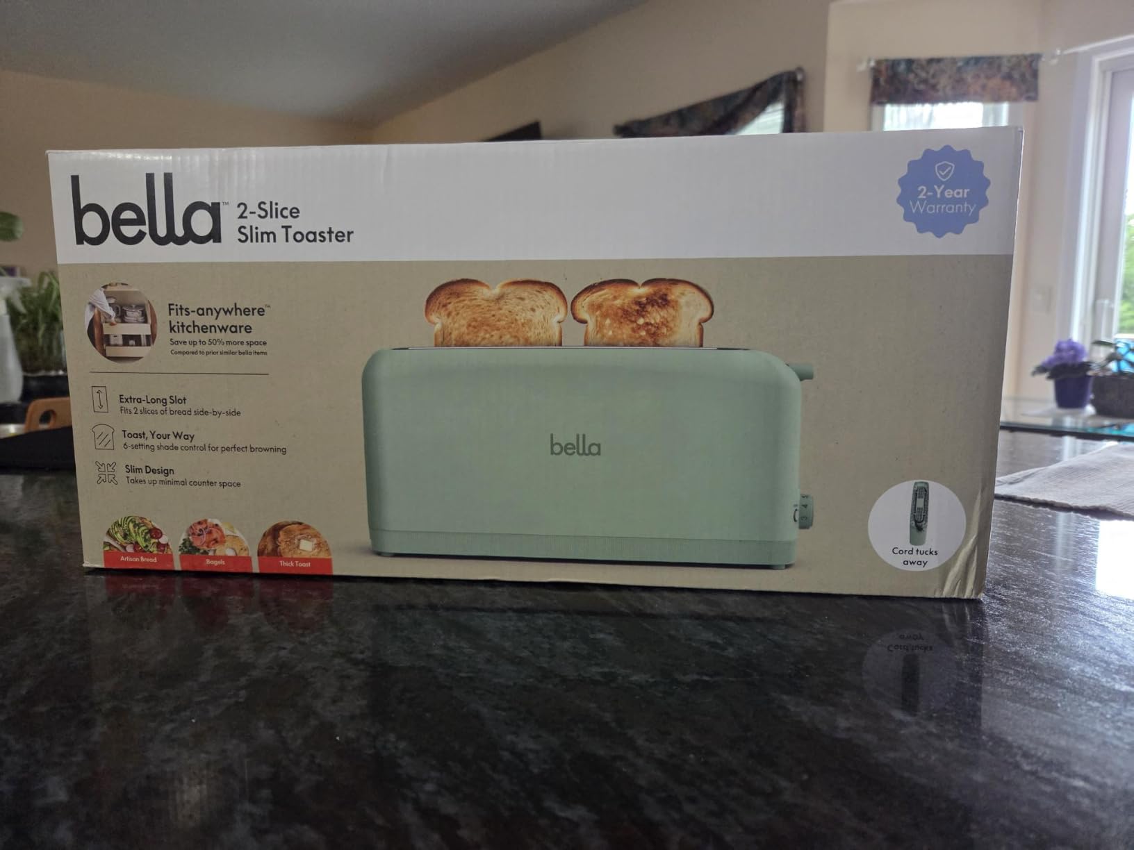 bella Fits-Anywhere 2-Slice Slim Toaster, Long Slot & Extra Wide, Plum customer photo 1