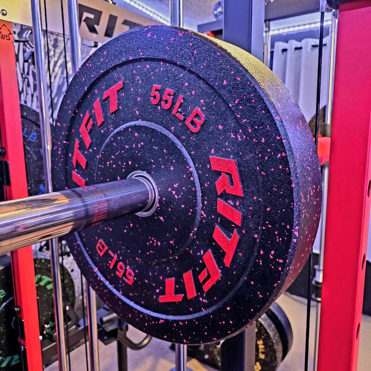 RitFit Bumper Plates, Colored Fleck-Rubber Weight Plates with Steel Insert, 2-inch Olympic Weight Plates for Weight Lifting and Strength Training customer photo 2