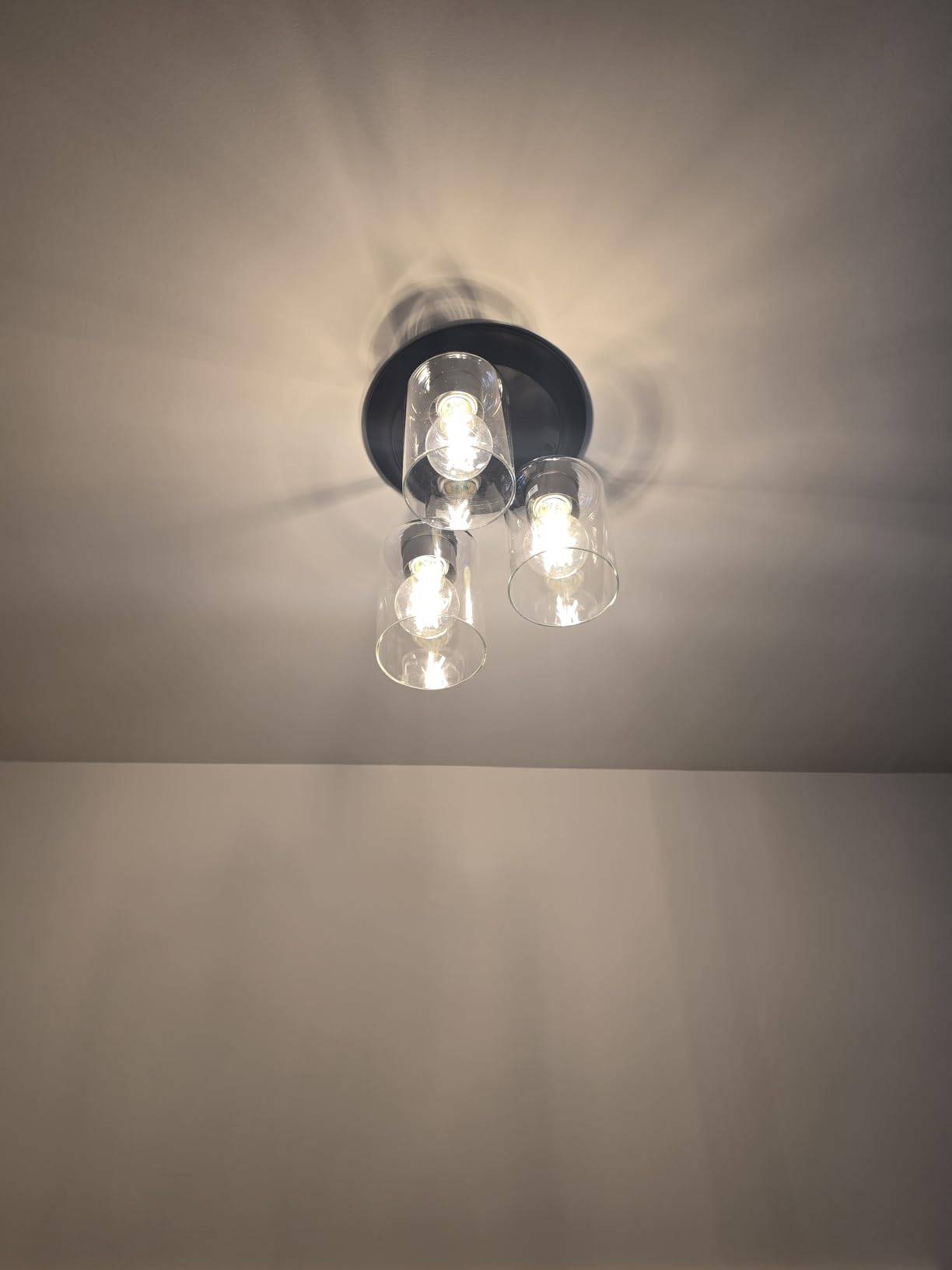 3-Lights Semi Flush Mount Ceiling Light Fixture Black for Kitchen | Foyer/Entryway/Dining-Room/Hallway Farmhouse Industrial Home Decor Clear Glass Shade Hardwired E26 ETL-Listed 120V 60W Max customer photo 1