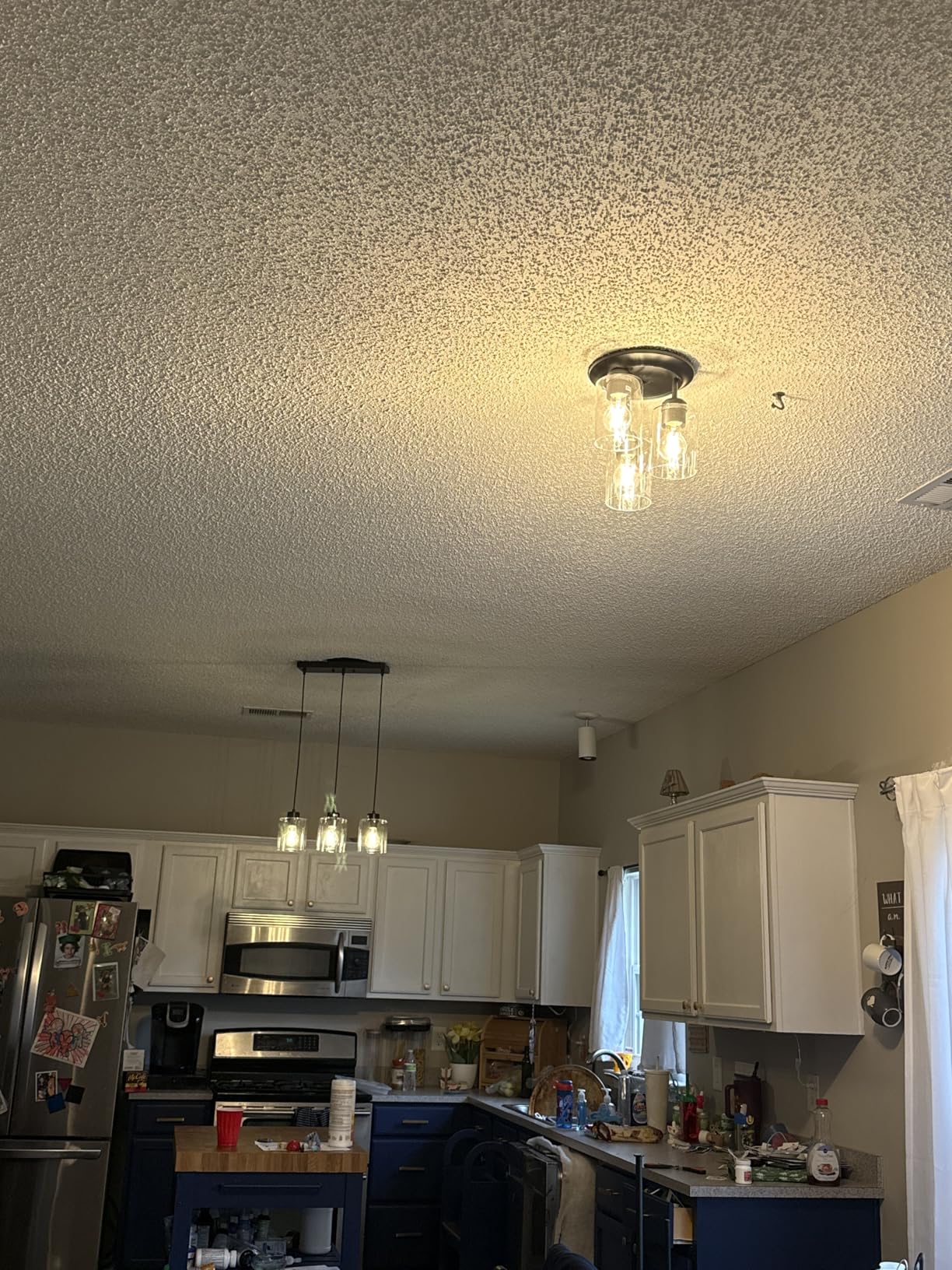 3-Lights Semi Flush Mount Ceiling Light Fixture Black for Kitchen | Foyer/Entryway/Dining-Room/Hallway Farmhouse Industrial Home Decor Clear Glass Shade Hardwired E26 ETL-Listed 120V 60W Max customer photo 2