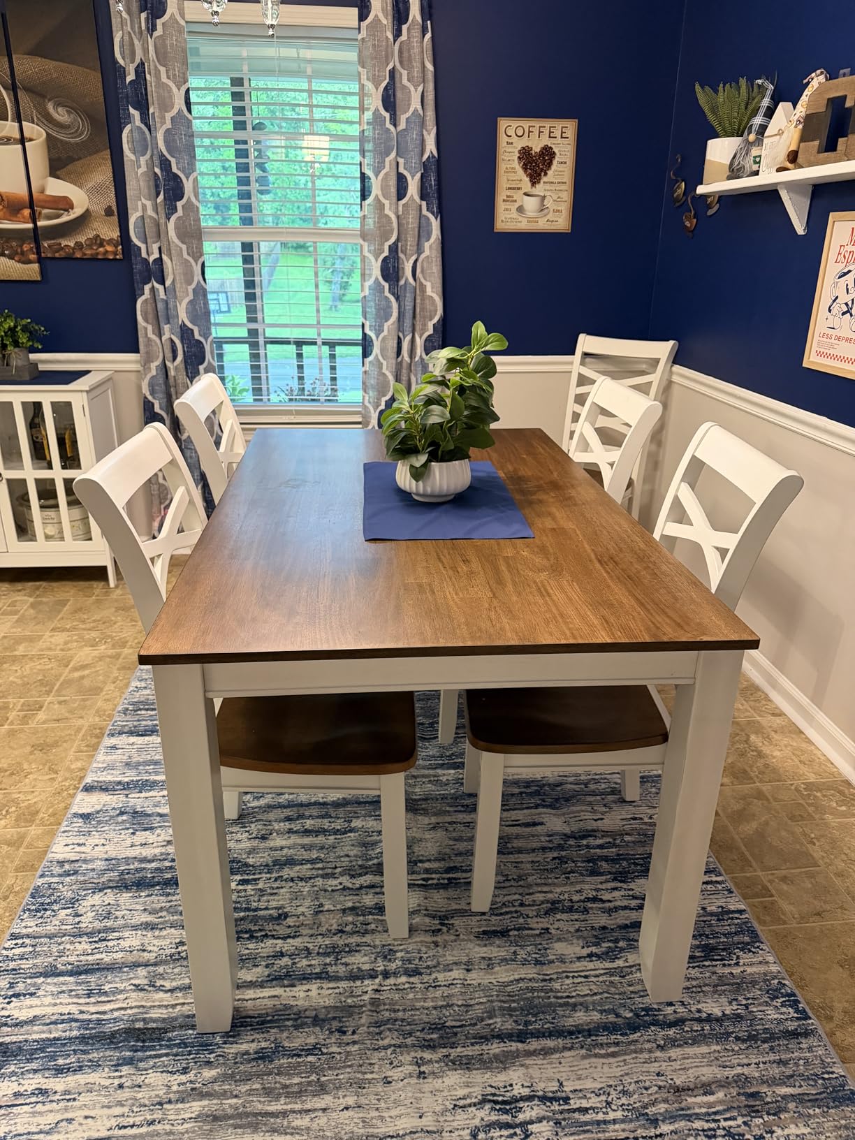 Lexicon 7-Piece Dining Set, Wooden Dining Table and 6 Chairs, Cherry/White, Farmhouse Dining Set, Rectangular Table, Cross Back Chairs, Easy Assembly Seater for Indoor Home, Dinner, Kitchen, 2-Tone customer photo 1