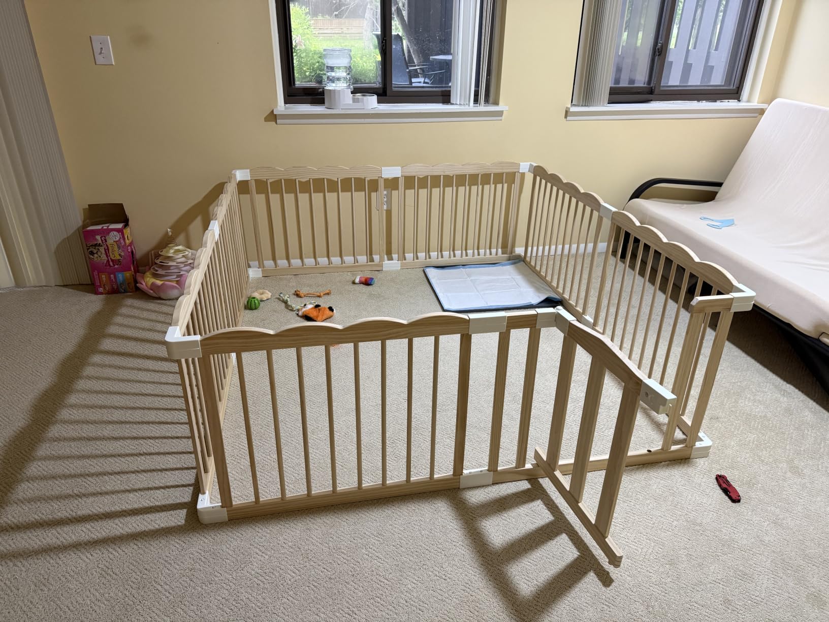 Wooden Baby Playpen 50x65x24In Adjustable Play Yard with Lock Gate | Easy to Assemble, Large Portable Play Pen for Babies and Toddlers, Infant Play Pen Play, Made of Natural Pine Wood customer photo 1