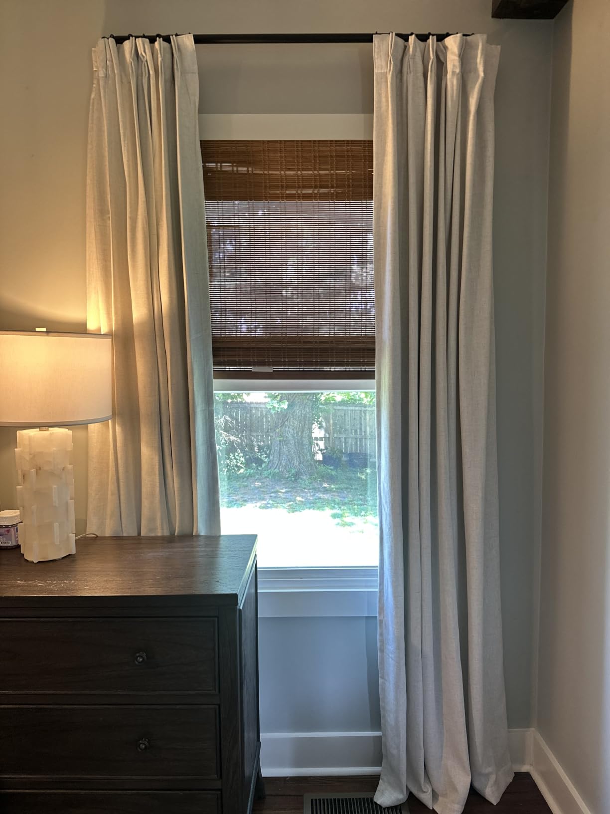 CALYX INTERIORS Cordless Bamboo Roman Shade Blind, Light Filtering, 22.5