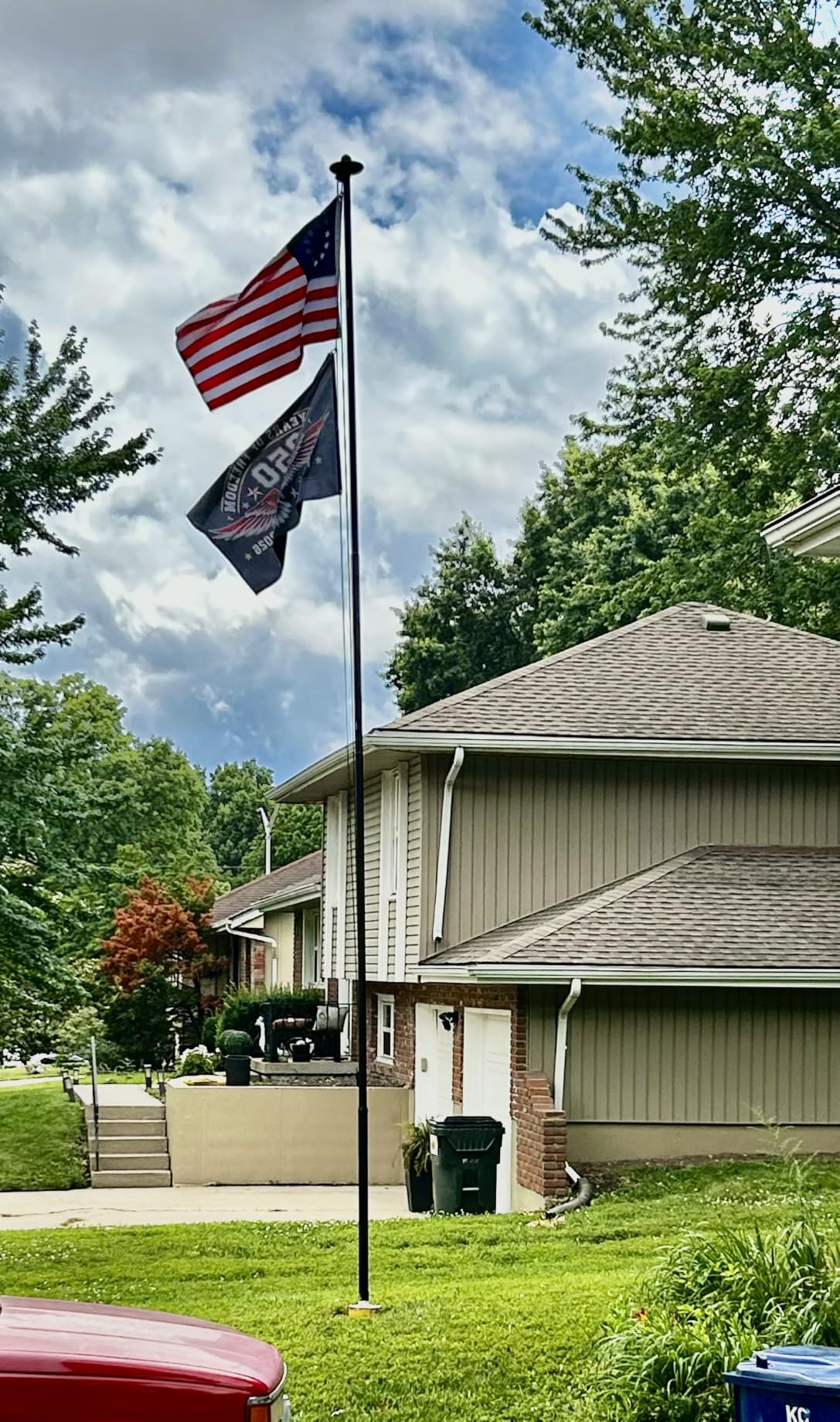 Heavy Duty 20 FT Flag Pole, Unbending 100MPH Wind Resistance, 95HBW Hard Aerospace Aluminum, In-Ground Flagpole Kit for Outside House customer photo 1
