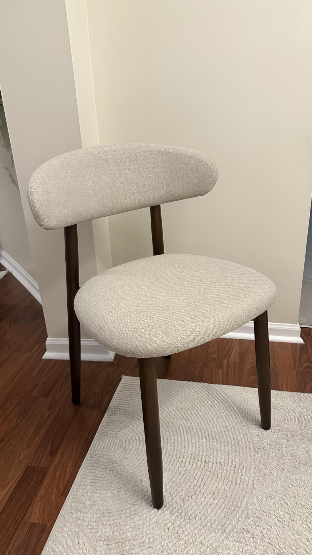 COLAMY Wooden Dining Chairs Set of 2, Modern Fabric Upholstered Kitchen Side Chairs, Farmhouse Dining Room Chair with Foot Pegs, Beige customer photo 1