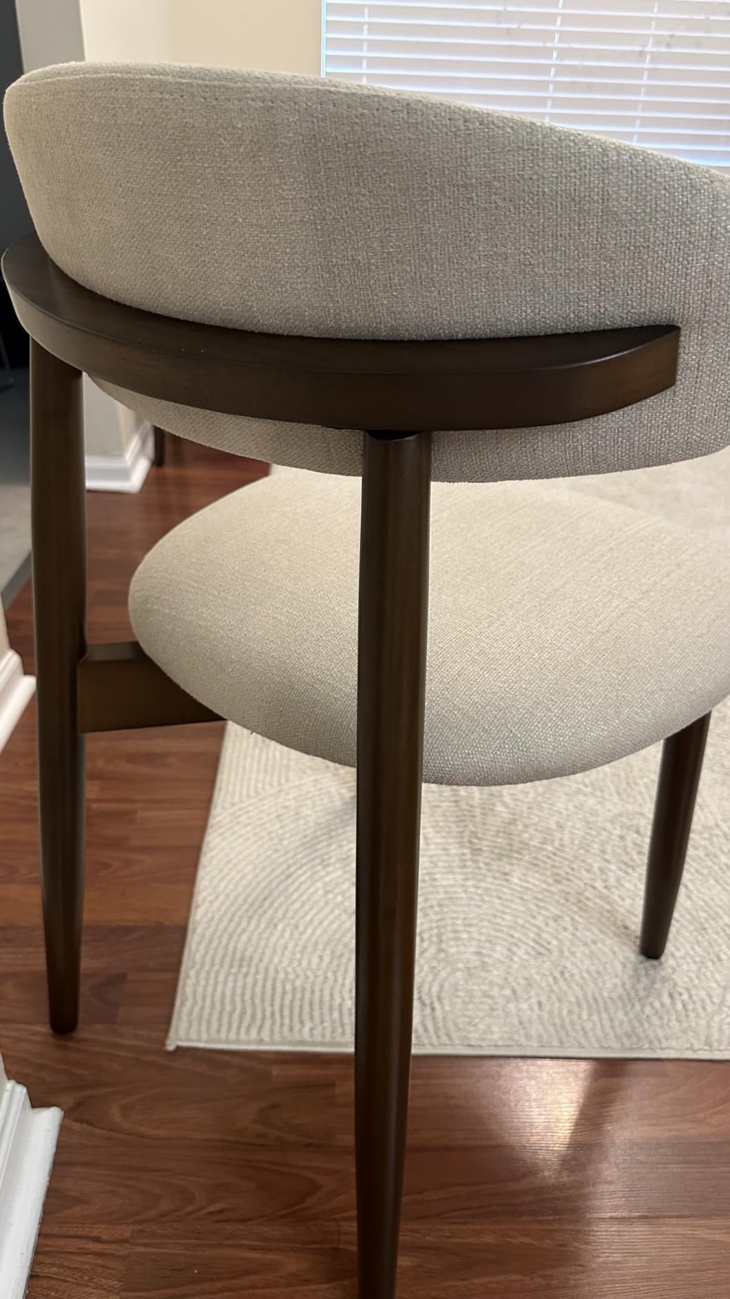 COLAMY Wooden Dining Chairs Set of 2, Modern Fabric Upholstered Kitchen Side Chairs, Farmhouse Dining Room Chair with Foot Pegs, Beige customer photo 2