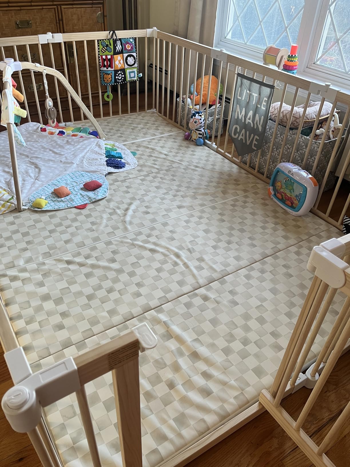 Foldable Wooden Playpen Play Yard for Babies 3-18 Months-5.3x5.3 ft | 25