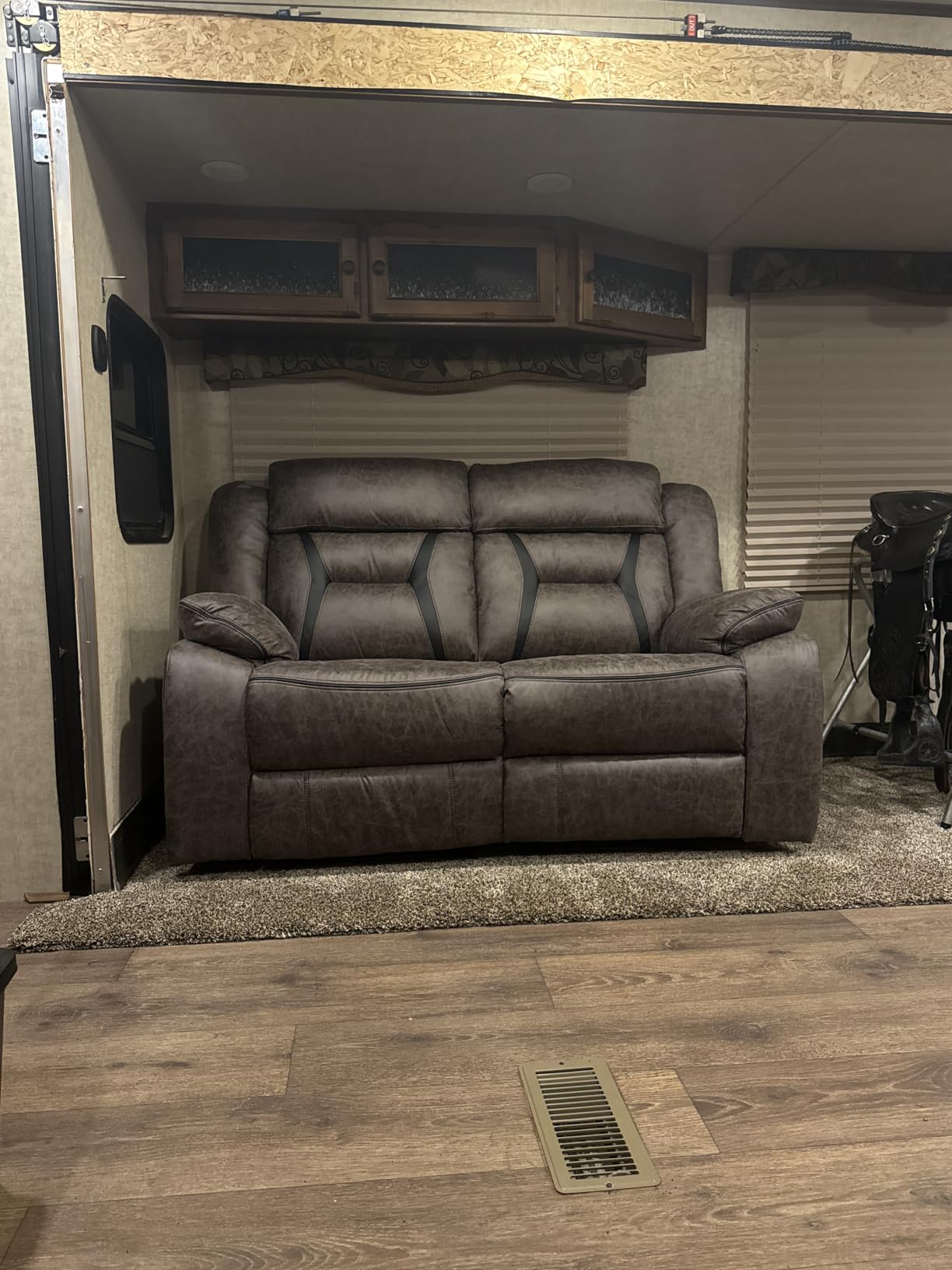 Faux Leather Manual Reclining Sofa, 3 Seat Recliner Sofa Chair, Couch Furniture for Living Room, Furniture, Meeting Room, Dark Brown (3 Seat Sofa) customer photo 2