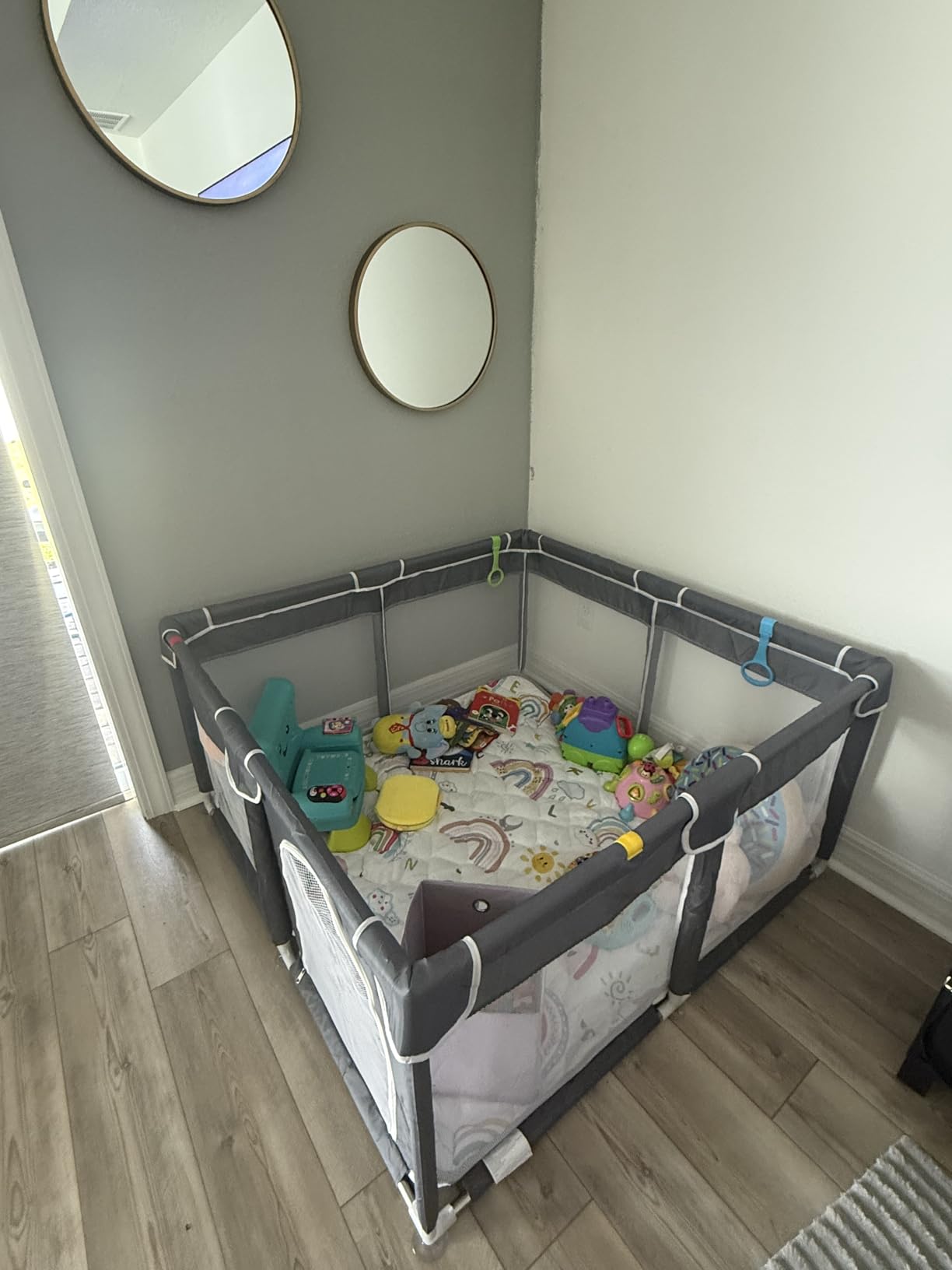 Baby Playpen 50x74, Large Baby Play Yard for Babies & Toddlers, Grey | Large breathable mesh playpen with zip door, indoor baby activity center for babies and toddlers customer photo 1