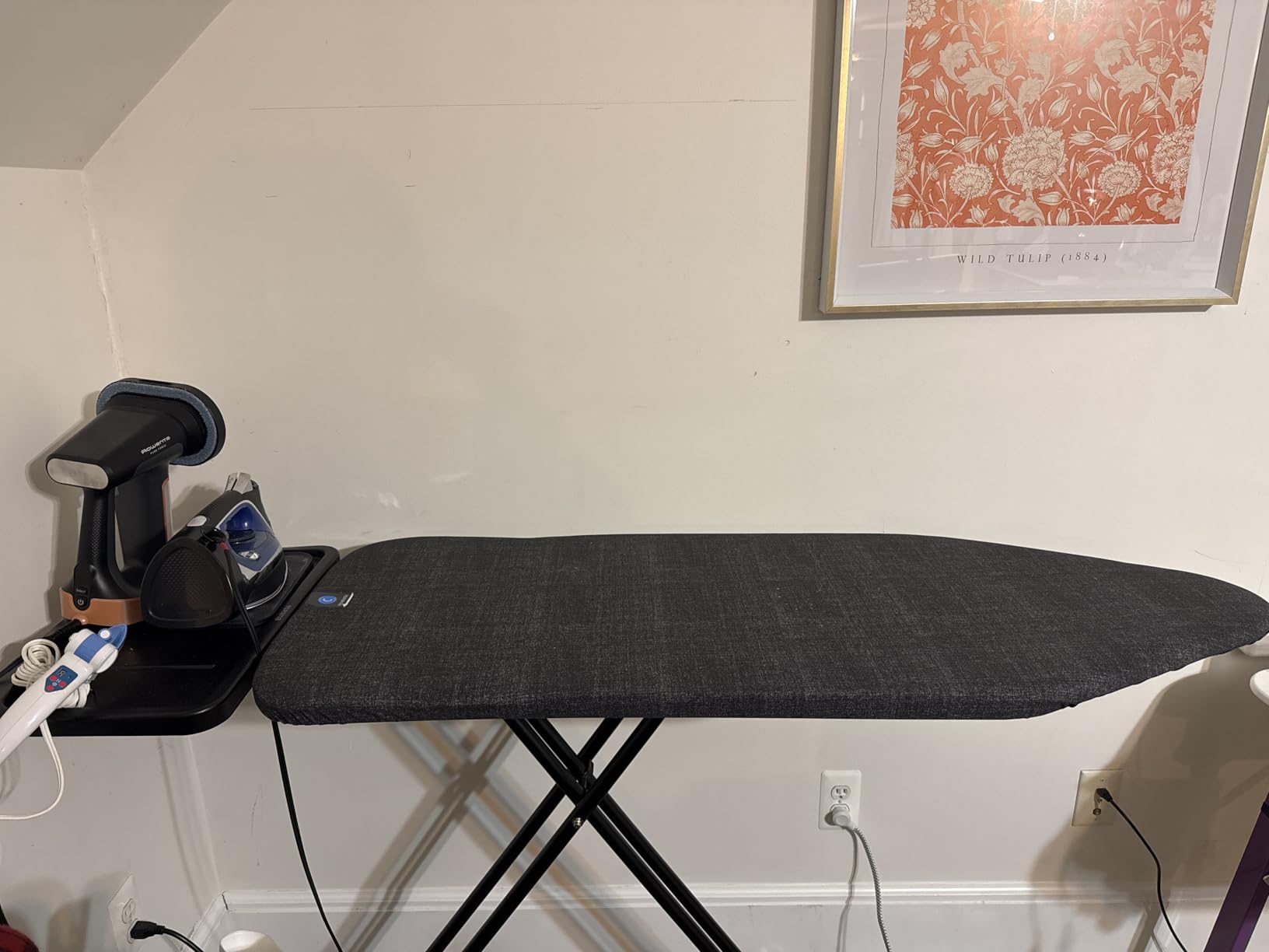 Brabantia XL Comfort Ironing Board with Solid Steam Generator Rest | Large (Size C) | Fairtrade Denim Gray Cover | Adjustable Height (27-38